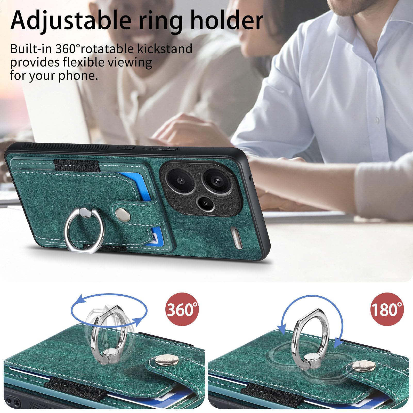 MOJIA Hülle Für Xiaomi Redmi Note 13 Pro+ 5G – Mit Kartentasche, RFID-Schutz & Ständerfunktion, Blau