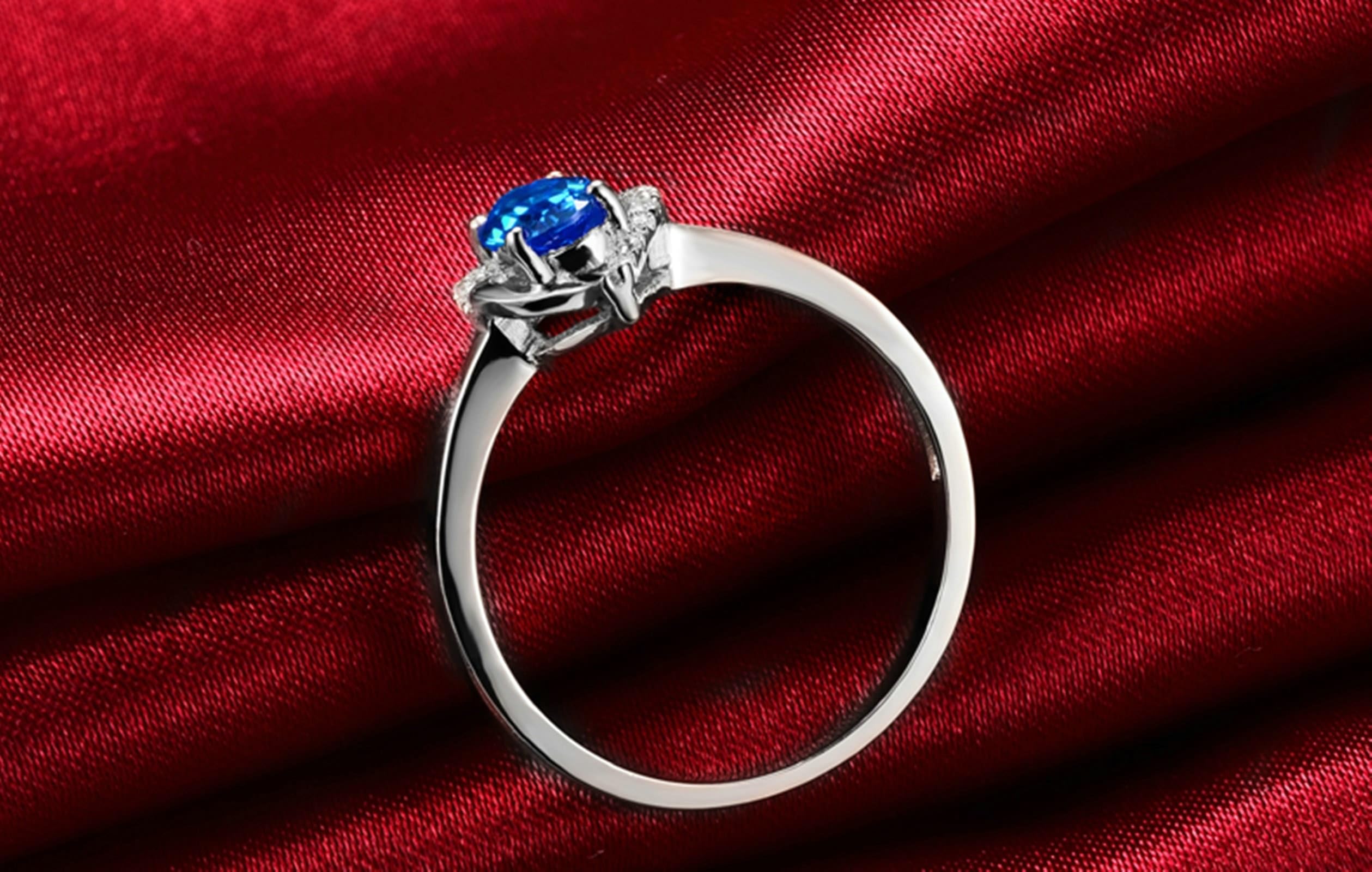 Wycian Anello Donna con Pietra Anello Oro da Uomo 18K 750 Argento Zaffiro Naturale da 0,5 CT Numero Solido Non Placcato Moda per Sorella Natale Gioielli