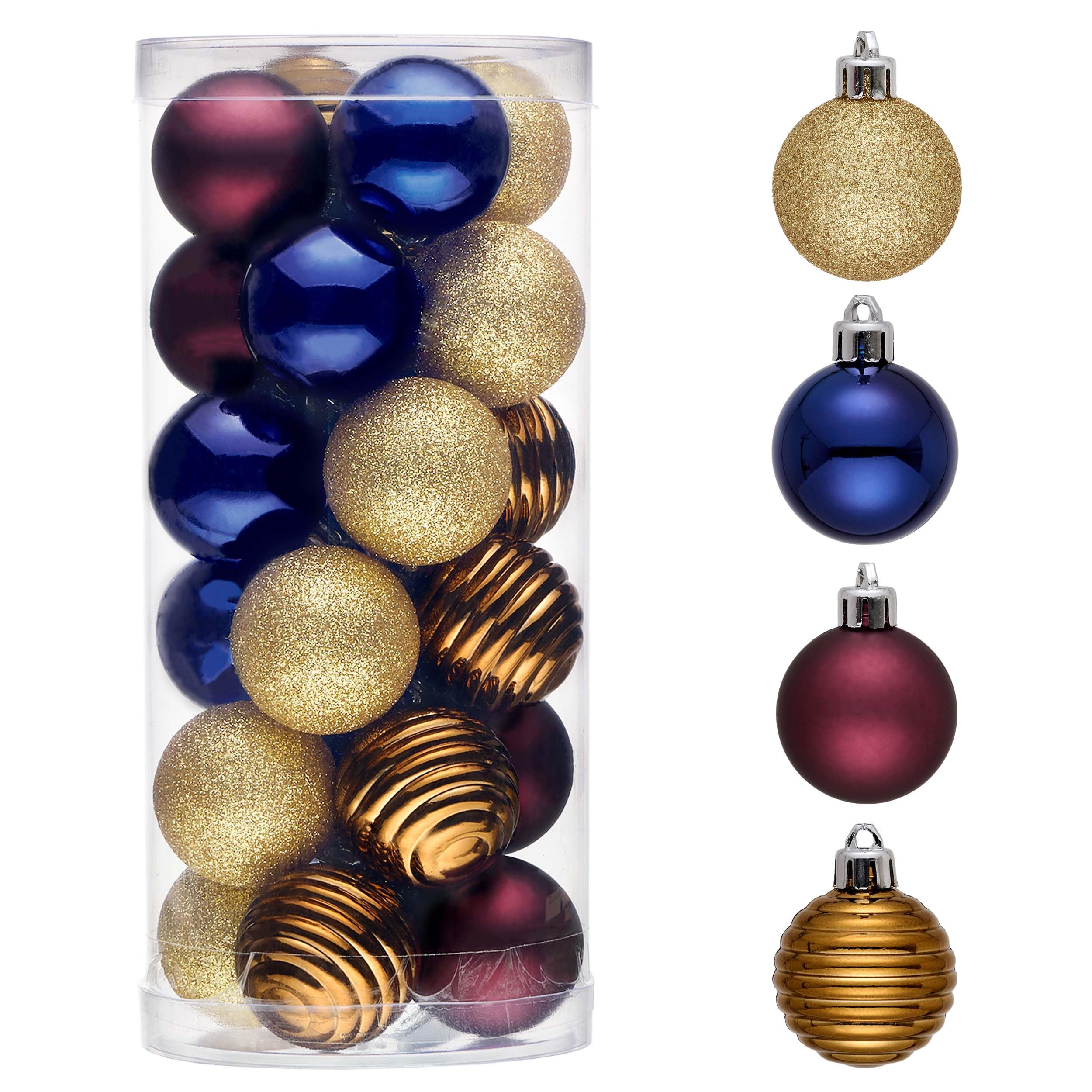 Valery Madelyn Small Christmas Tree Decorations Ball Ornaments 24ct 1.57" | Bronze Copper Purple Shatterproof Christmas Decorations Set, Hanging Ball Ornaments for Xmas Holiday Party Decor