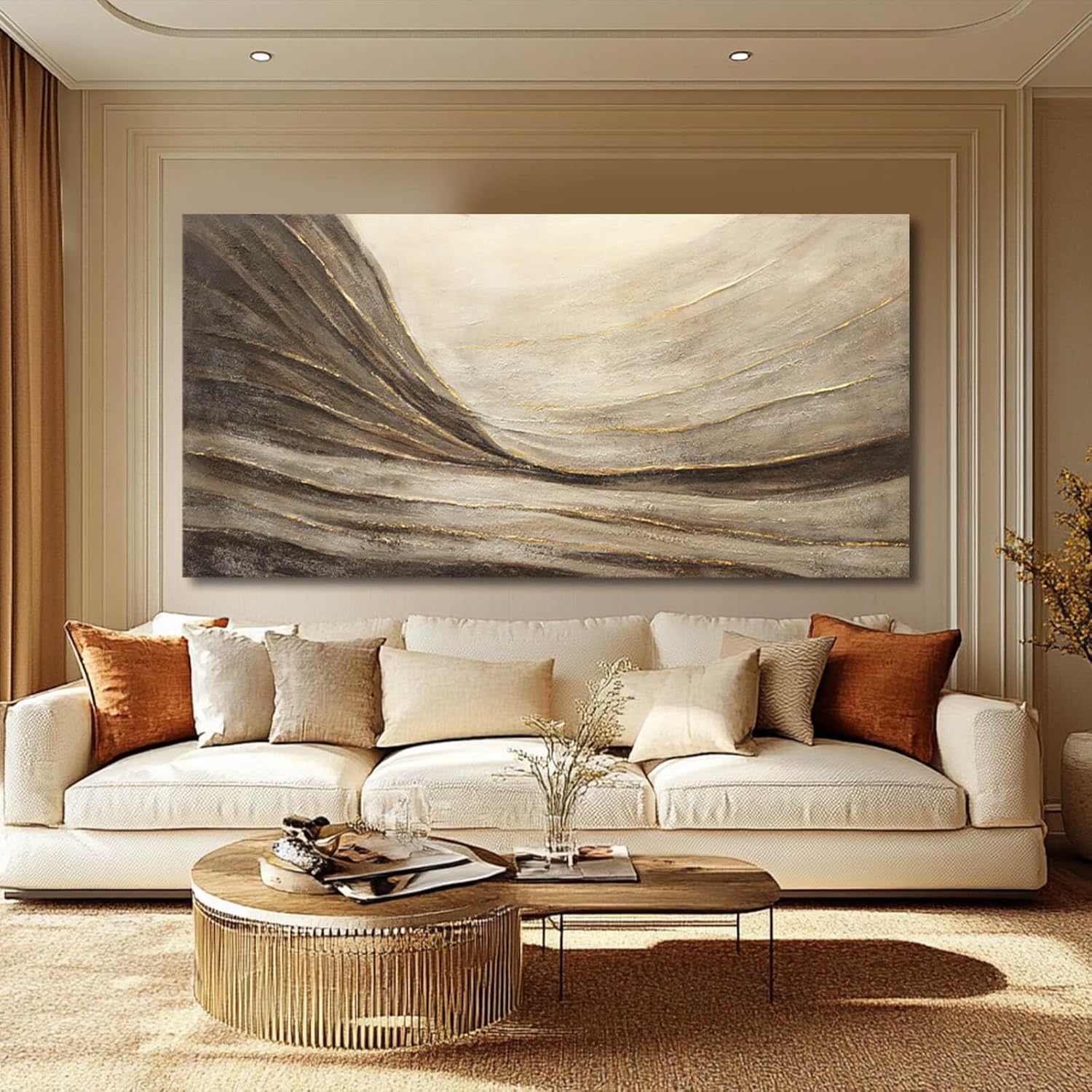 WINKAILIN Abstract Canvas Wall Art Modern Wall Decor Brown and Grey Artwork for Bedroom Dining Room Big Painting for Living Room 29x58 Inch - Image 7