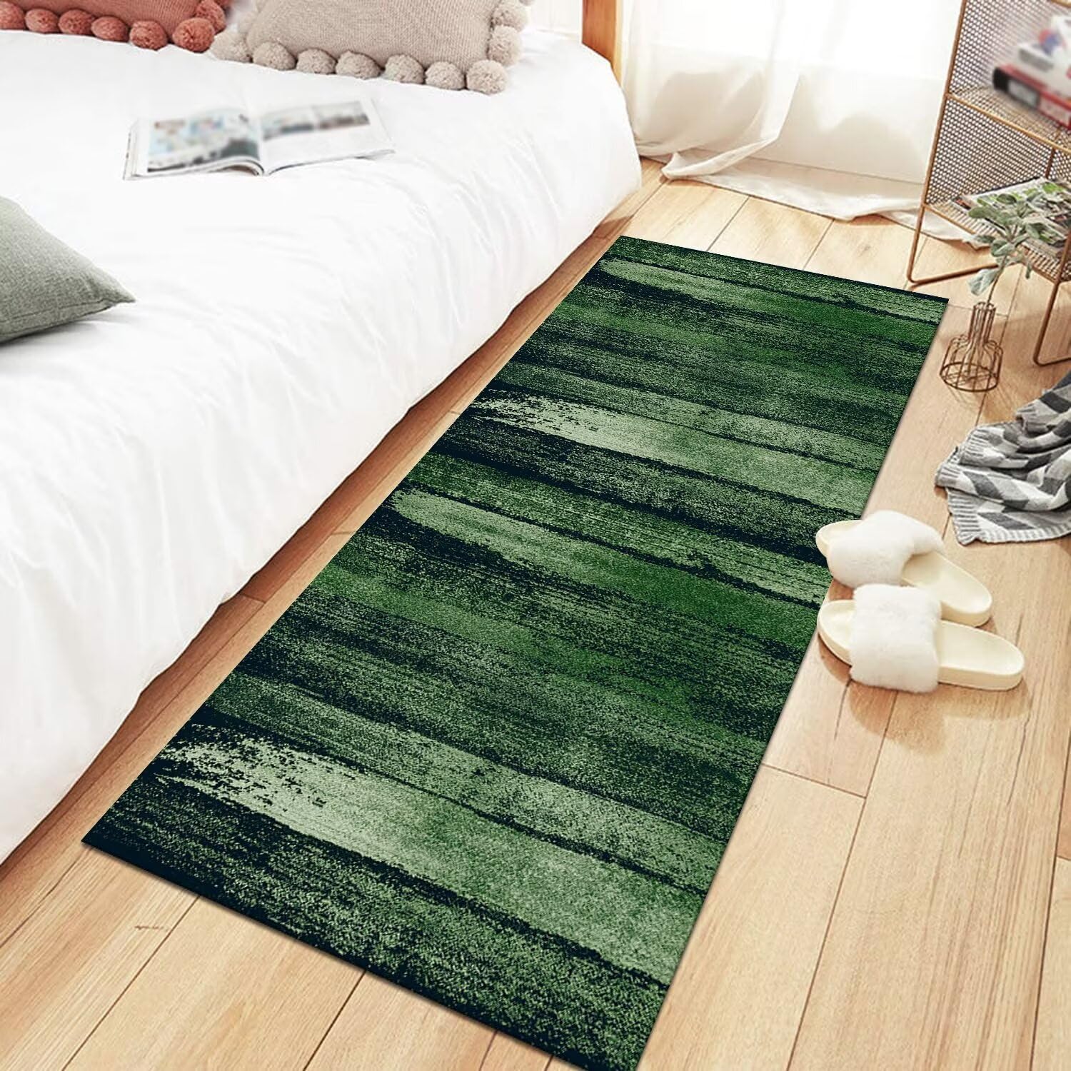 Tappeto Passatoia Cucina Antiscivolo Lavabile Tappeto Cucina Verde Moderno 80X200CM Tappeti Runner Tappeto Corridoio ingresso interno Soggiorno Tappetino Cucina Durevole Tappetino zerbino