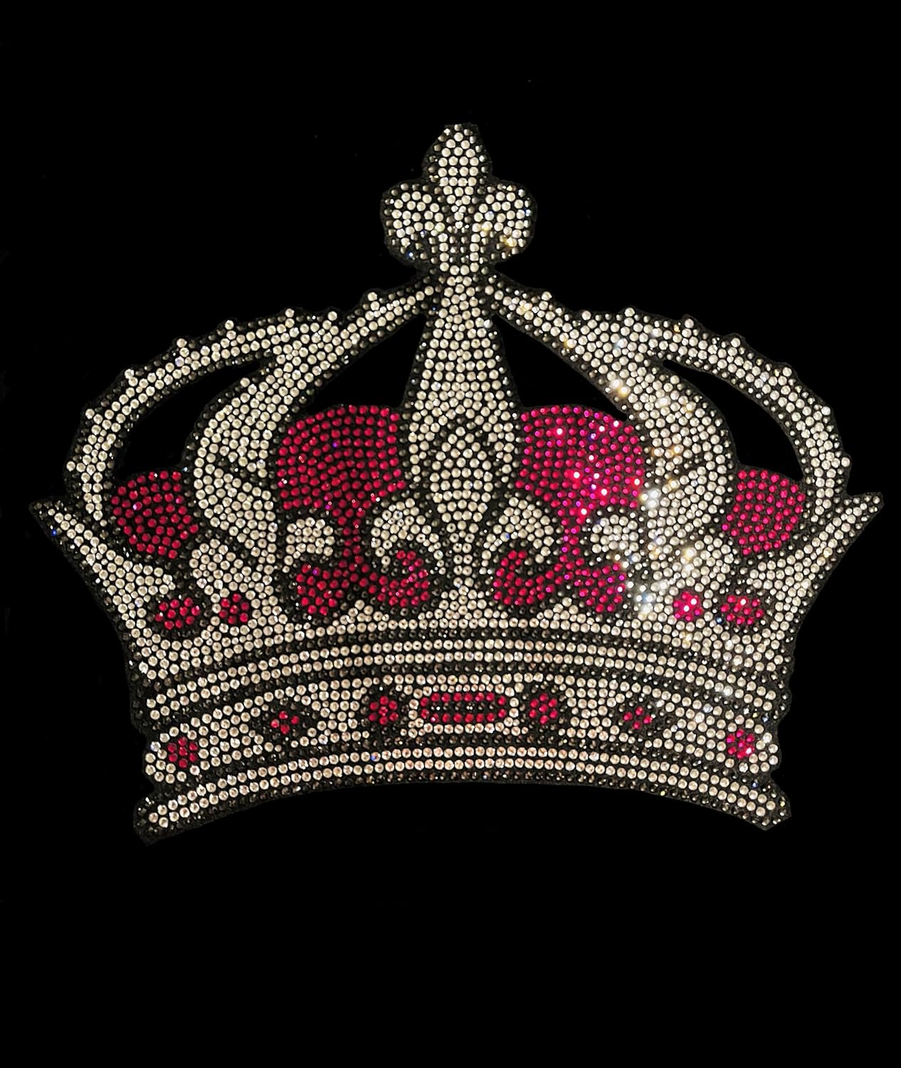 Pink Crown Rhinestone heat transfer Design for clothes by Rhinestop, Rhinestone Iron on Pink crown for t shirts, Hot fix crystal Crown