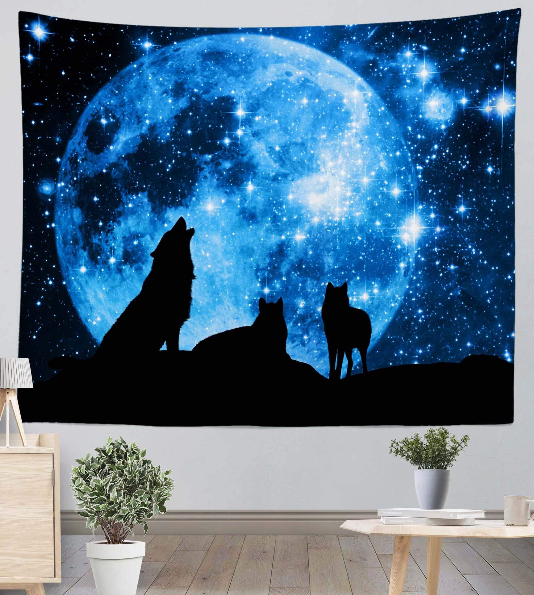 OliveSleep Tapestry Stars and Wolves Wall Hangings,Art Decor Home Dorm,Living Room,Bedroom Tapestries(Multi 24,150x200cm)