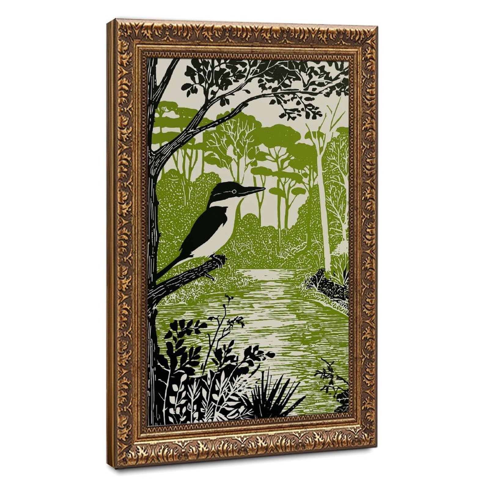 Bird Perched On Tree Branch Poster Canvas Poster for Office Decor Gift
