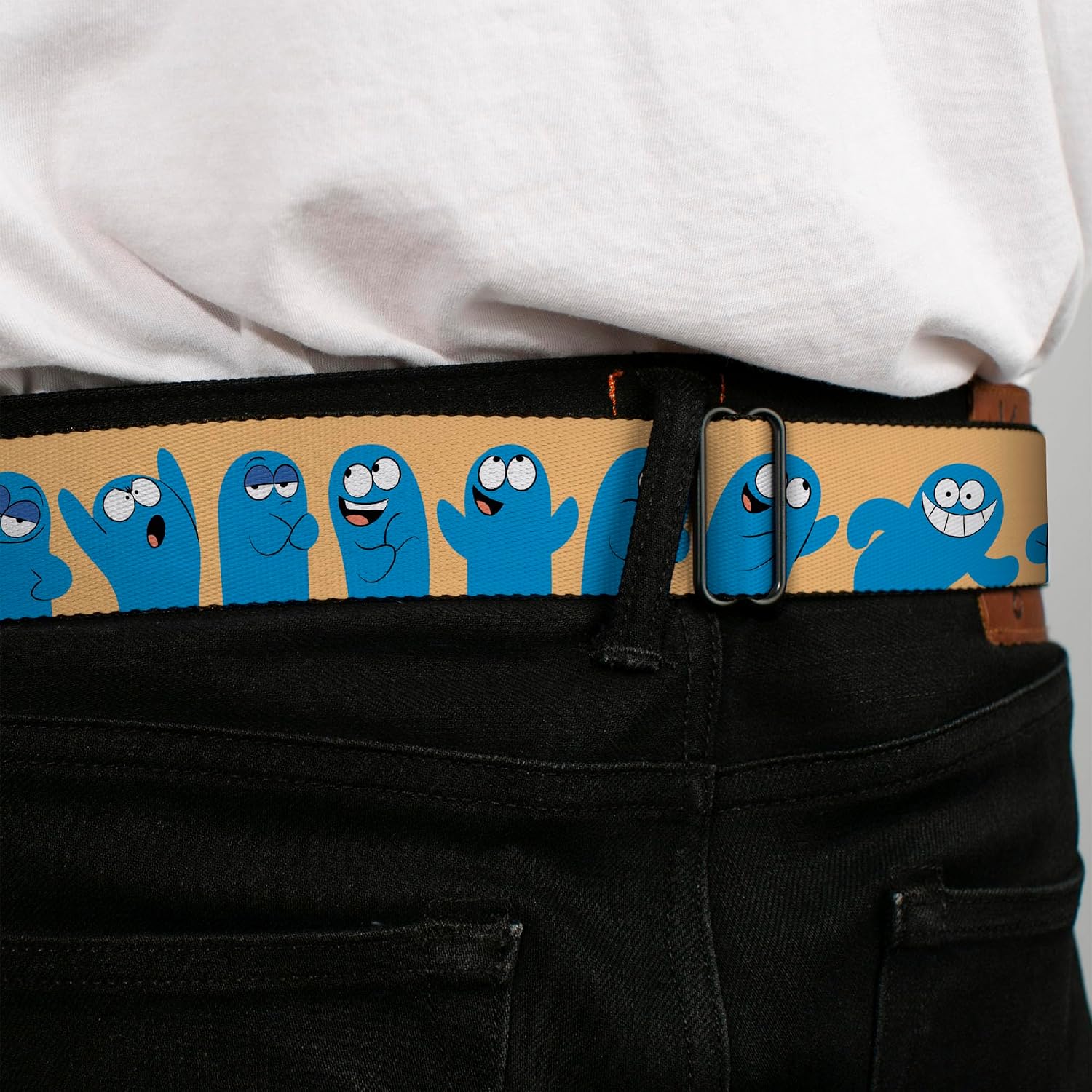 Warner Bros. Animation Belt, Seatbelt Buckle Belt, Fosters Home For Imaginary Friends Bloo Expressions Beige, Adjustable