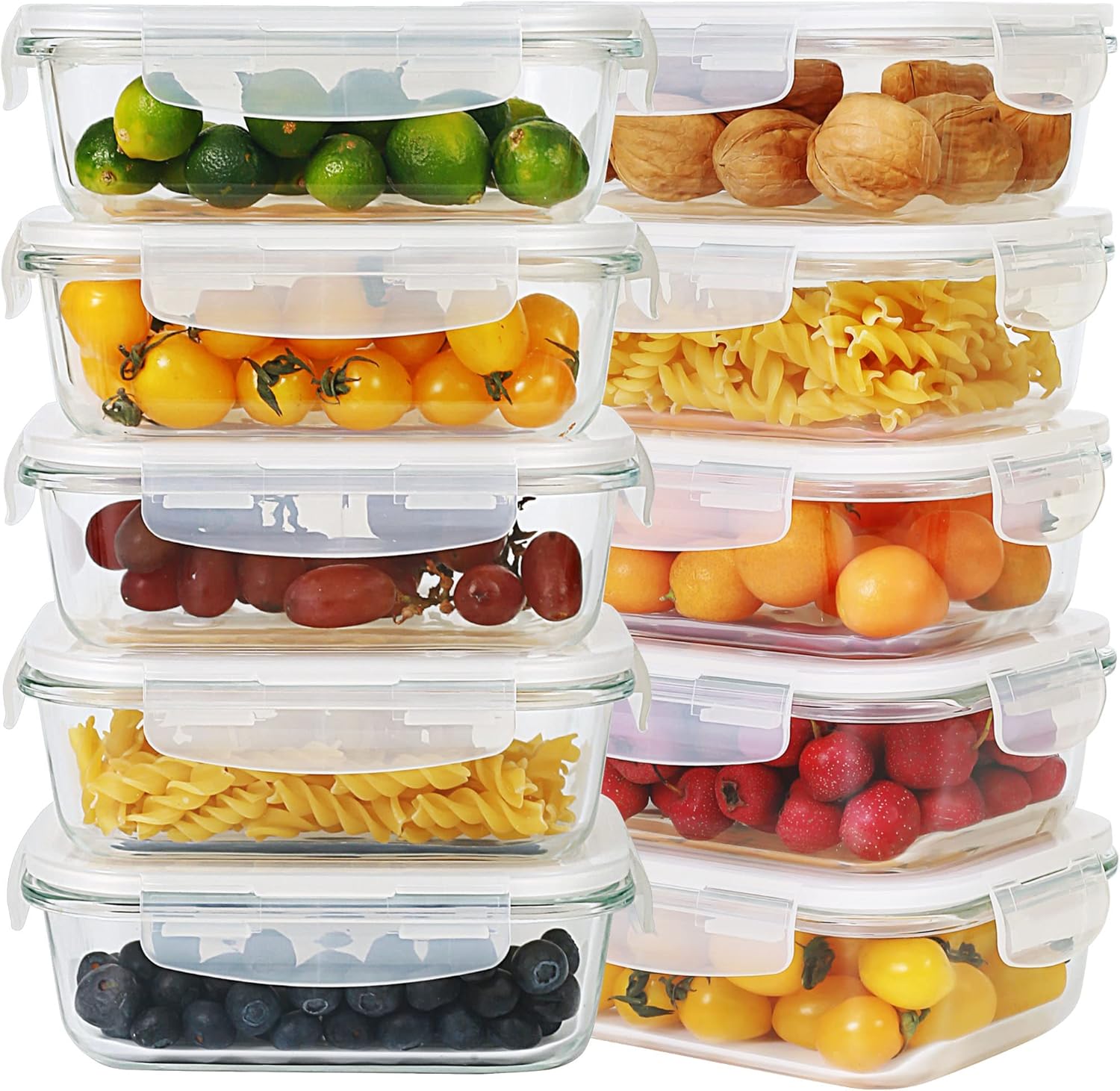 DAS TRUST 10 Pack Glass Meal Prep Containers Meal Prep Bowls Food Storage Containers