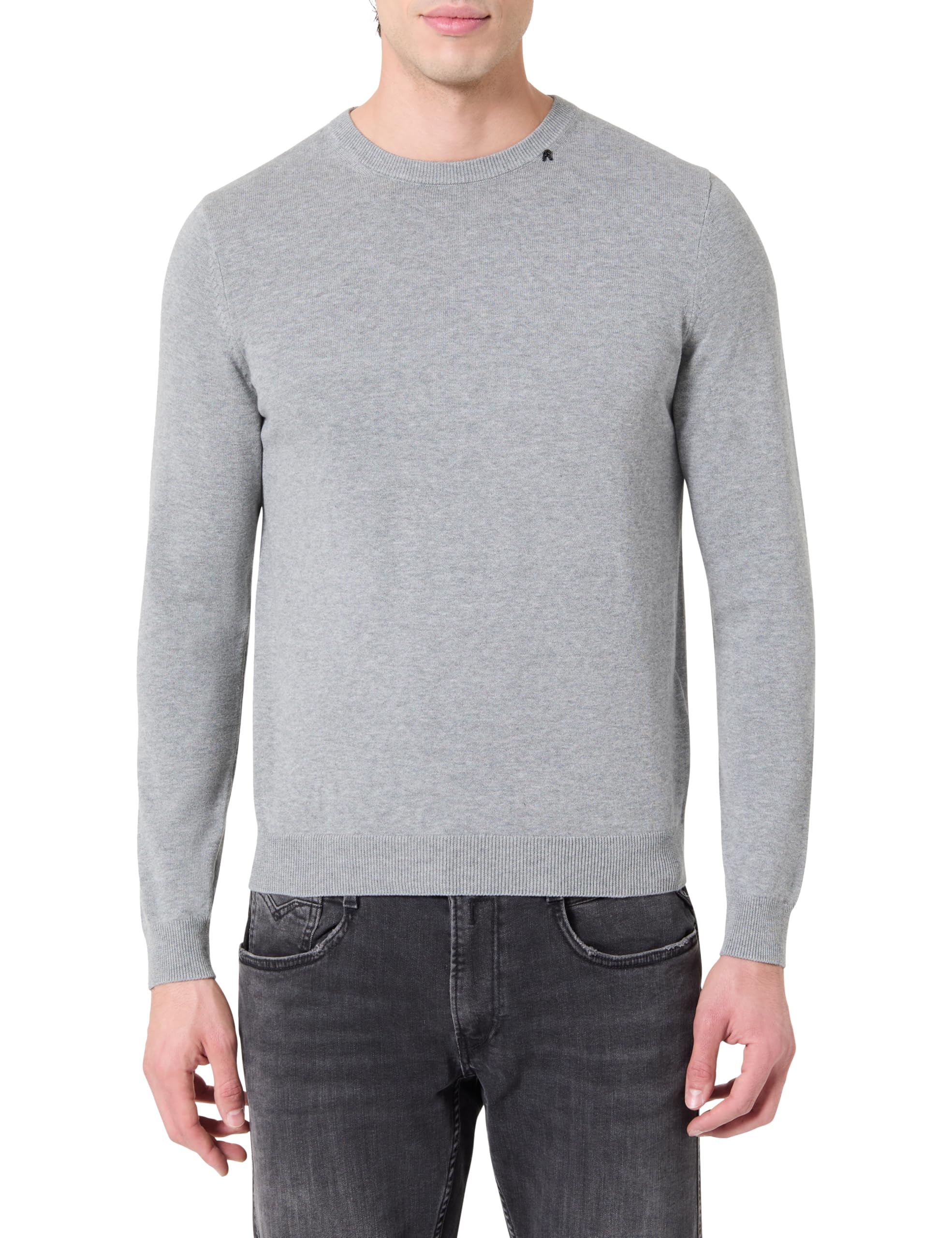 Replay Men's Cotton Jumper, M04 Grey Med Melange, S