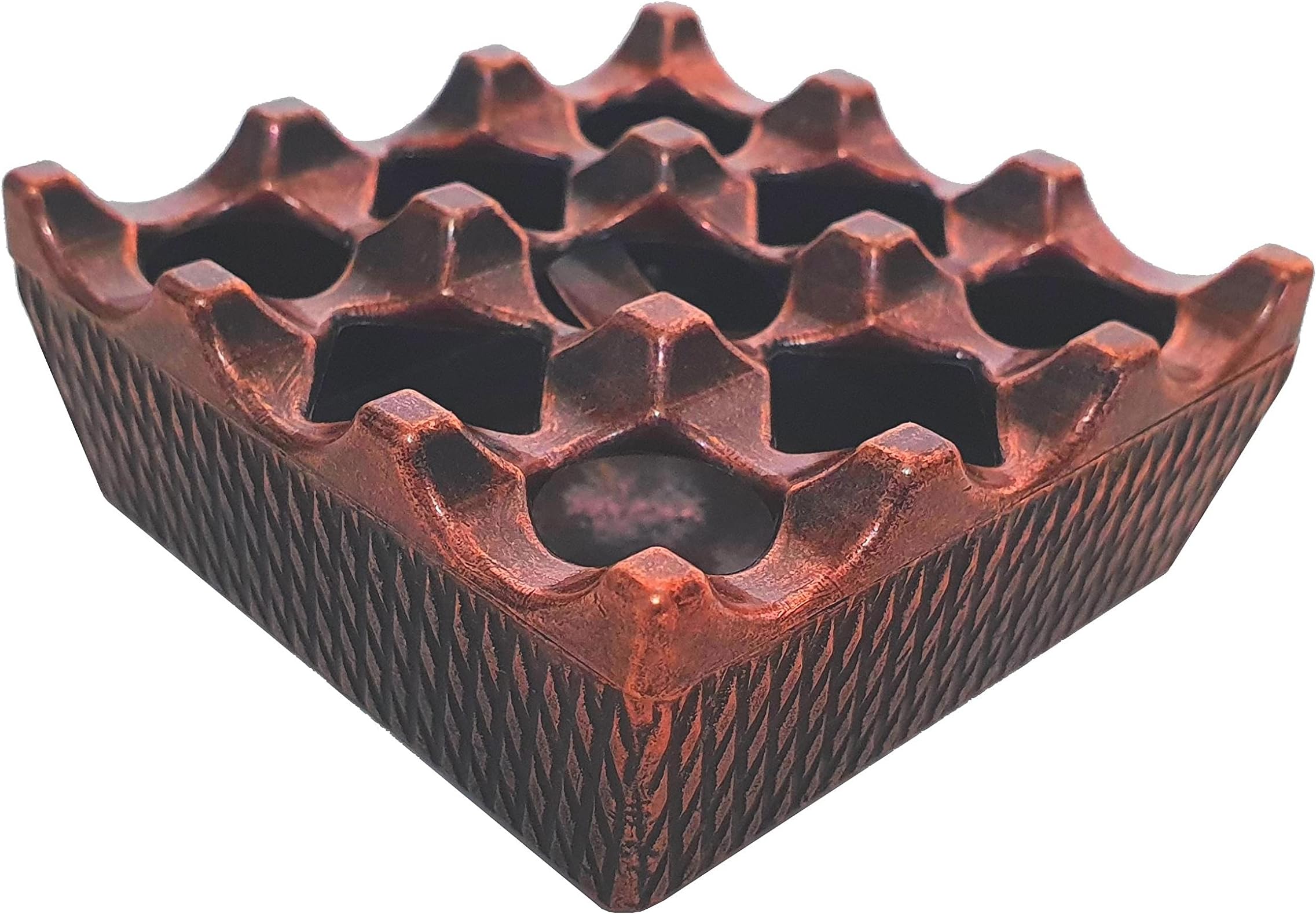 DLK - Modern Design Metal 9 Hollow Grid Cigarette Ashtray - Indoor or Outdoor Cigarette Ashtray - Ash Container for Smoker - Ash tray is Made Grid Lid and as Aluminum Body, Copper