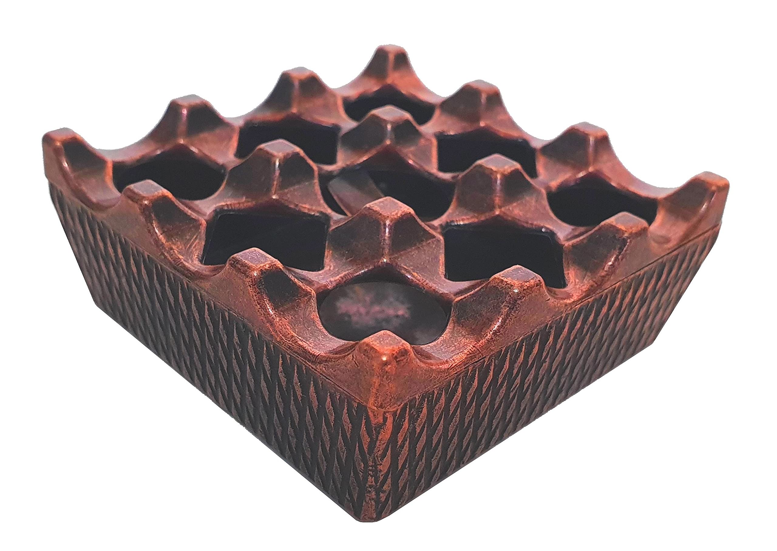 DLK - Modern Design Metal 9 Hollow Grid Cigarette Ashtray - Indoor or Outdoor Cigarette Ashtray - Ash Container for Smoker - Ash tray is Made Grid Lid and as Aluminum Body, Copper
