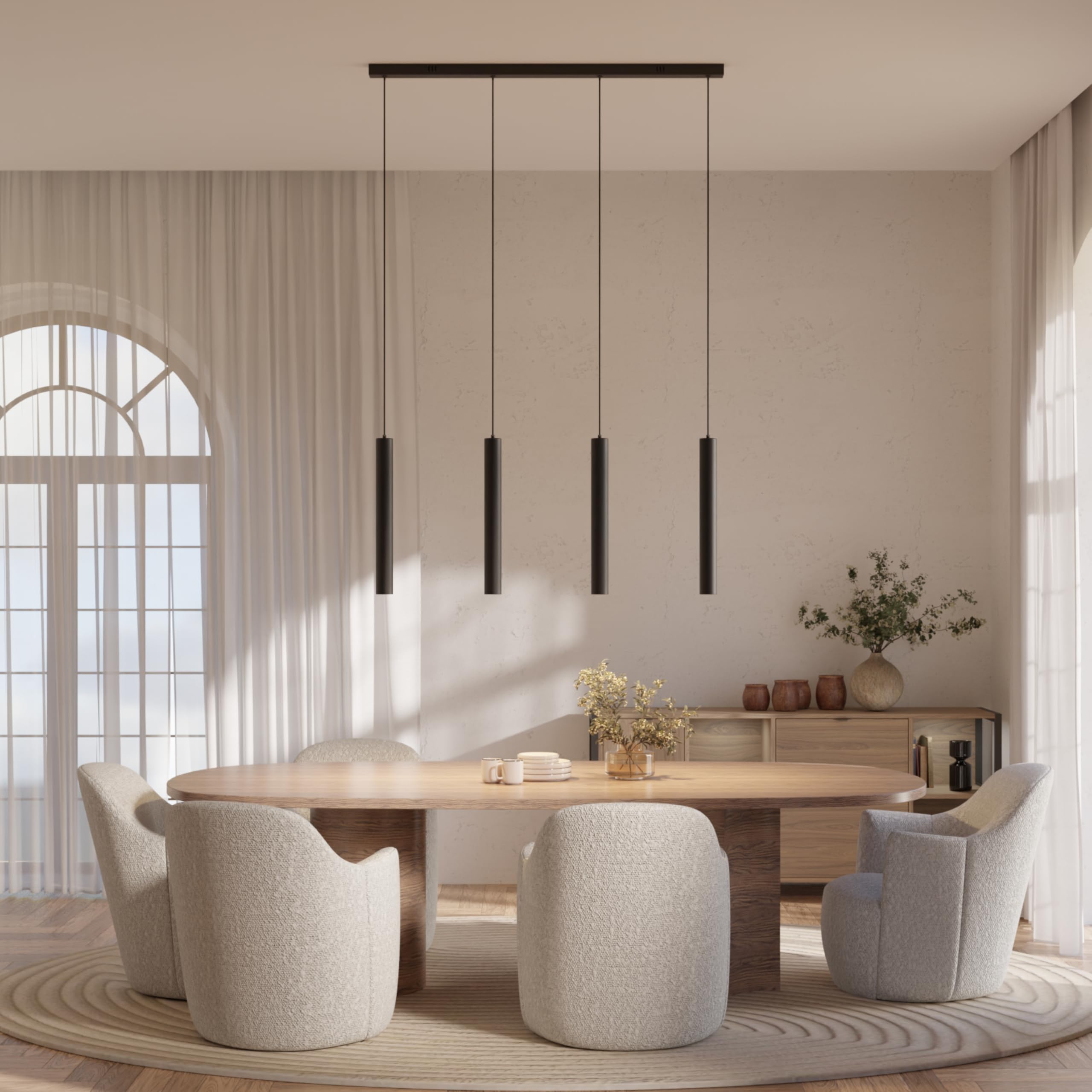 Dimmbare Pendelleuchte 'Learis', LED Deckenleuchte, moderne Hängelampe Esstisch Wohnzimmer Smart Home Alexa Google Home Tuya