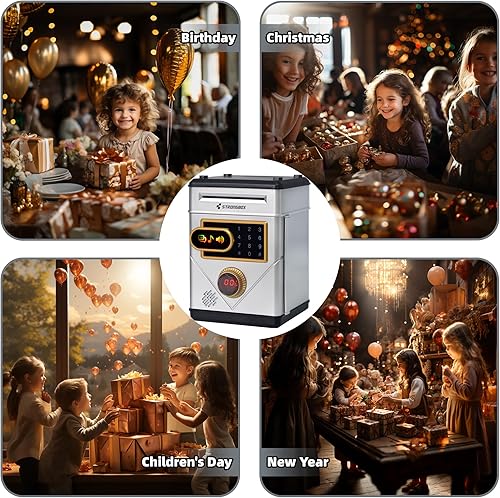 Miniatura 7 de Piggy Bank for Boys Girls, PhilaeEC Upgraded Electronic Money Saving Box Cash Coin Can for Kids Password Money Saving Jar ATM Bank with Music