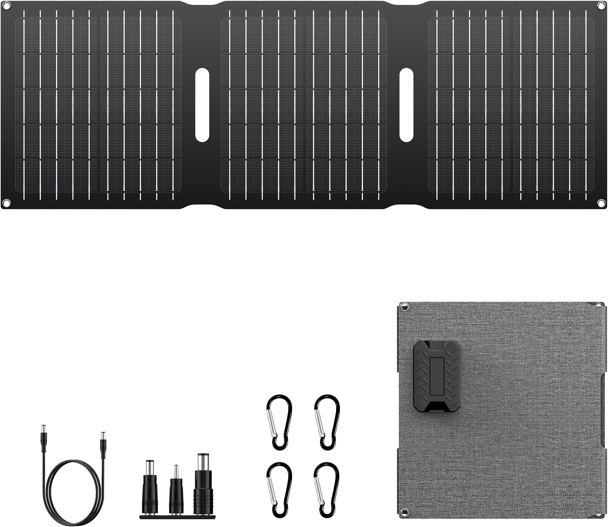 Powkey Portable Solar Panel Chargers with 15W USB-A USB-C DC Output Foldable Power Emergency ETFE Panels, Solar Battery Charger Compatible with Cell Phone iPad for Backpacking, Camping, Hiking (22W)