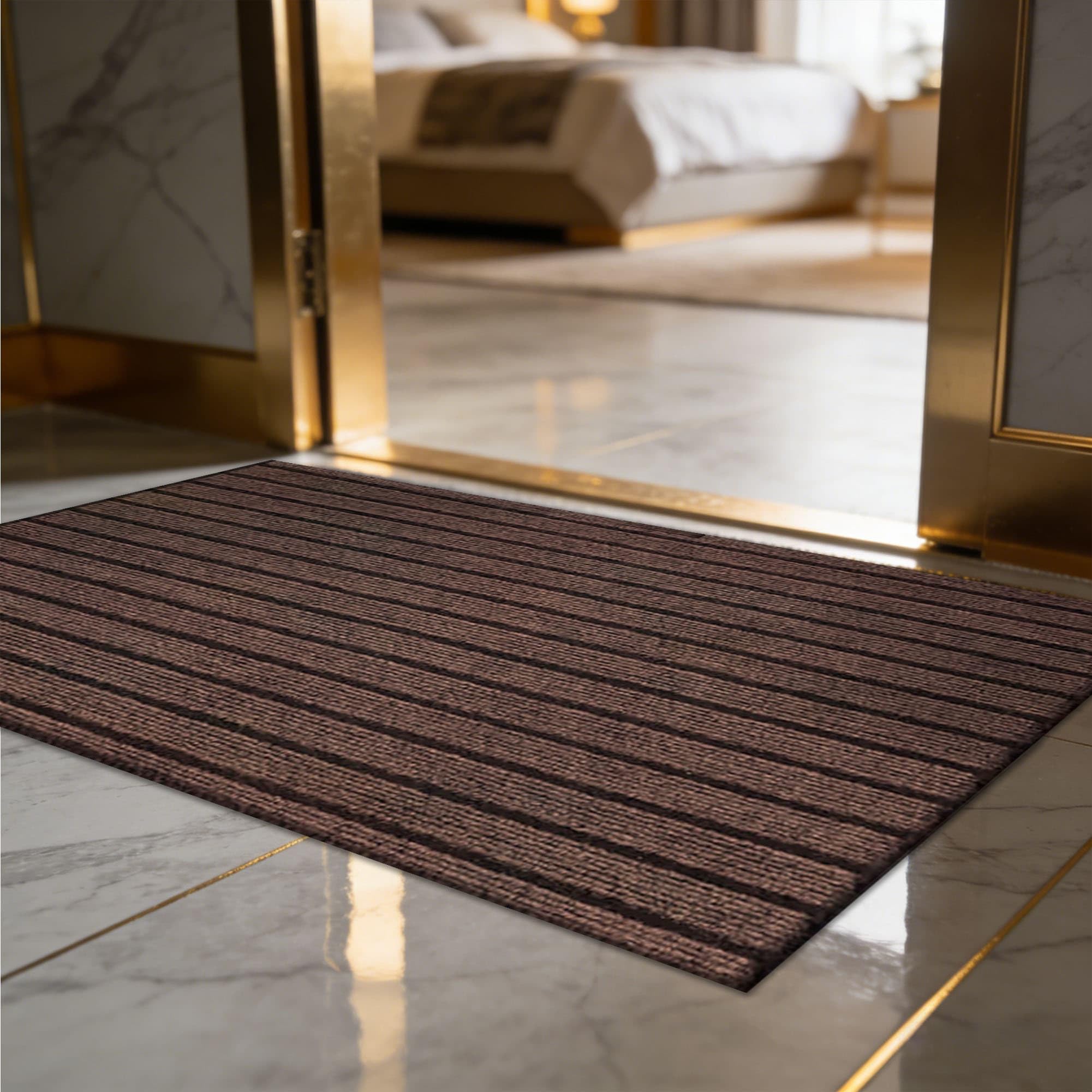 GUOZHEN Kitchen Mat 135 x 138 cm Non Slippery Heavy Duty Non Slip Rubber Backed Door Mats Outdoor Indoor Outdoor for Hallway Kitchen Bedroom Laundry Office, Brown