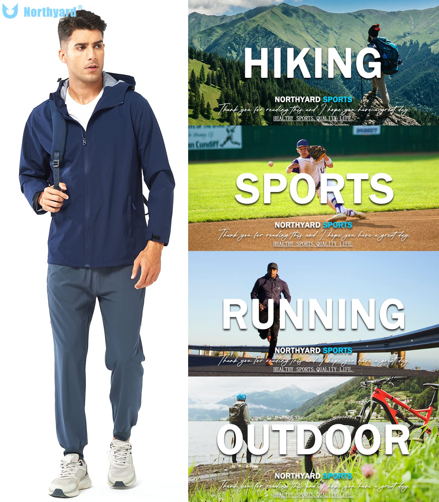 NORTHYARD Sporthose Herren Lang Trainingshose Leichte Atmungsaktiv Polyester Jogginghose Outdoor Fitness Hose mit Reißverschlusstaschen
