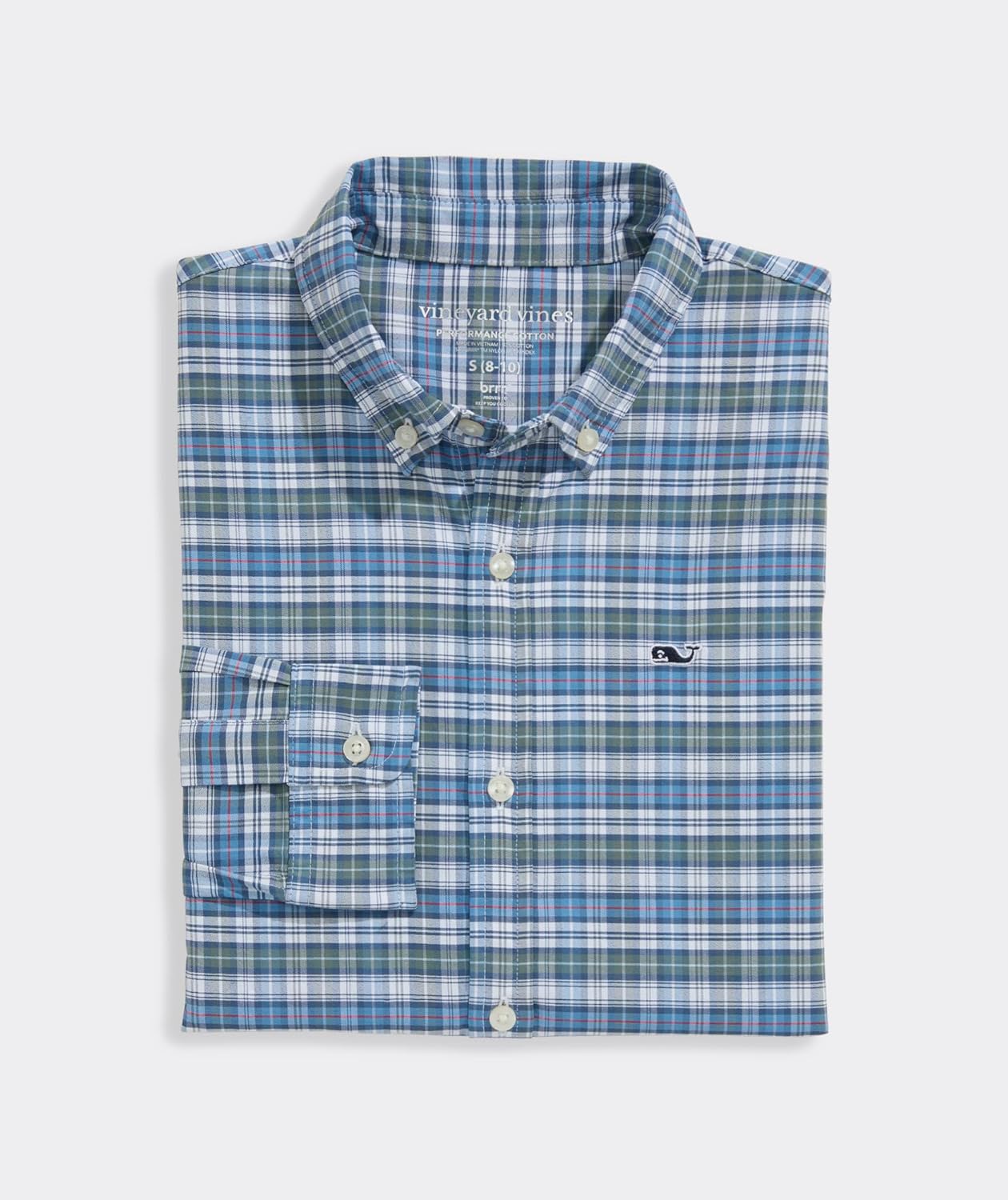 Vineyard Vines Boys Boys' Faraway Plaid Performance Cotton Shirt - Image 3