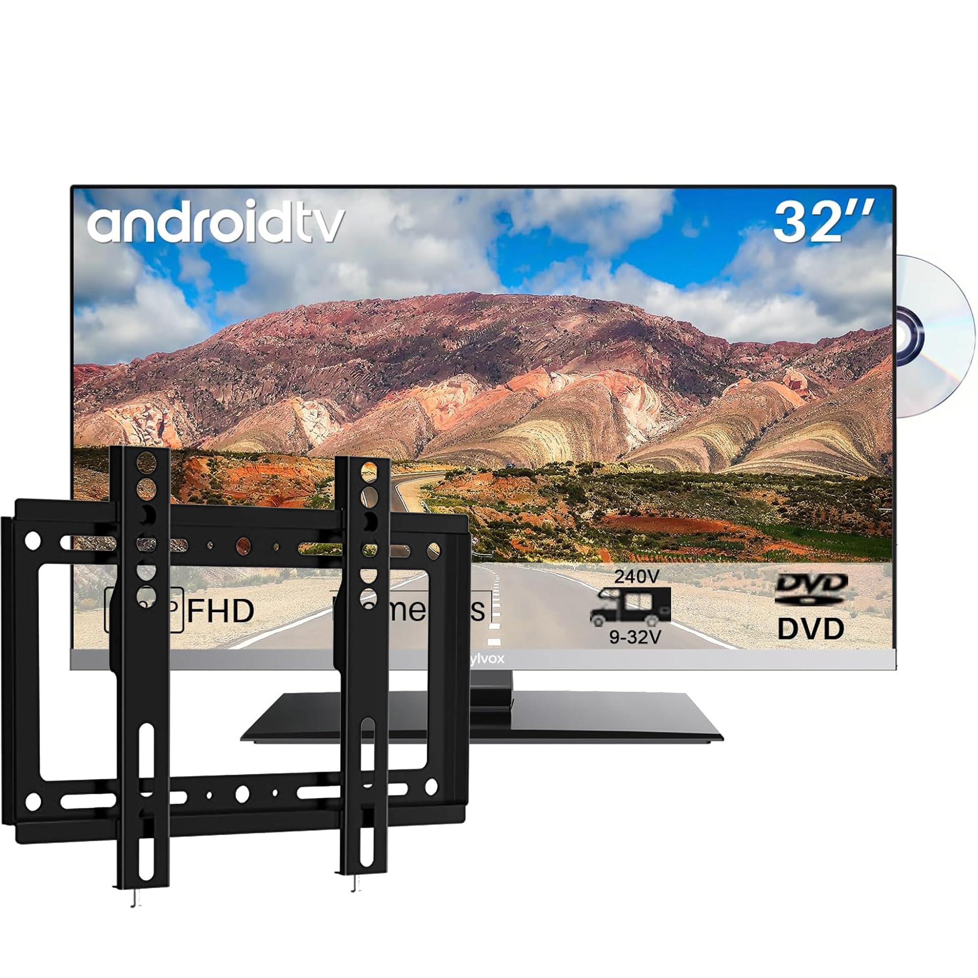 SYLVOX Smart 12V TV 32" + Supporto TV Regolabile