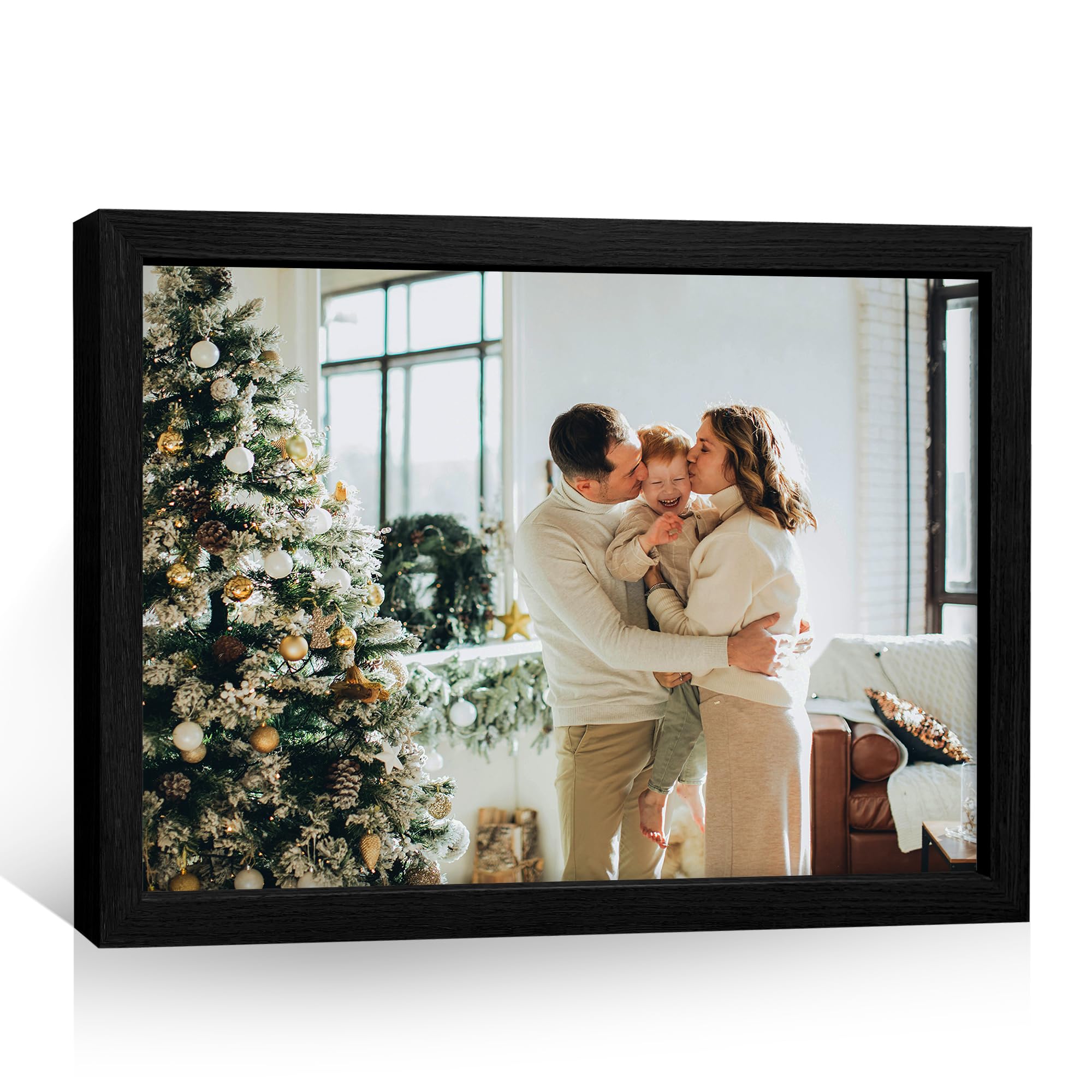 Framed Custom Canvas Prints with Your Photos Personalized Photo to Canvas Print Gifts for Couples Friends Family Baby Pets(Black, 24x18 In)