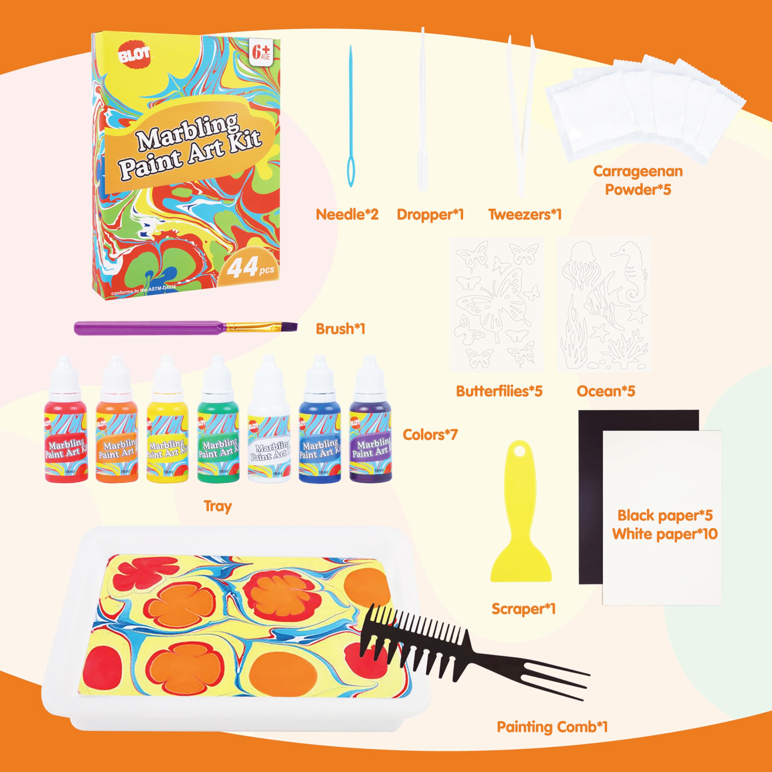 Kit Peinture Marbrée Lobyoh - Activité Créative Enfant 6-12 Ans