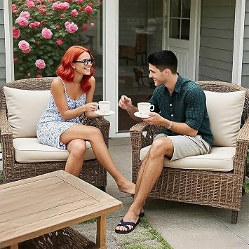 Outdoor seat Patio Cushion Set 24x24x4 Waterproof, Patio Furniture Cushions with Removable Cover, Outdoor Deep Seat Cushion Set with Ties, Outdoor Cushions for Chair Sofa Couch (Off-White)