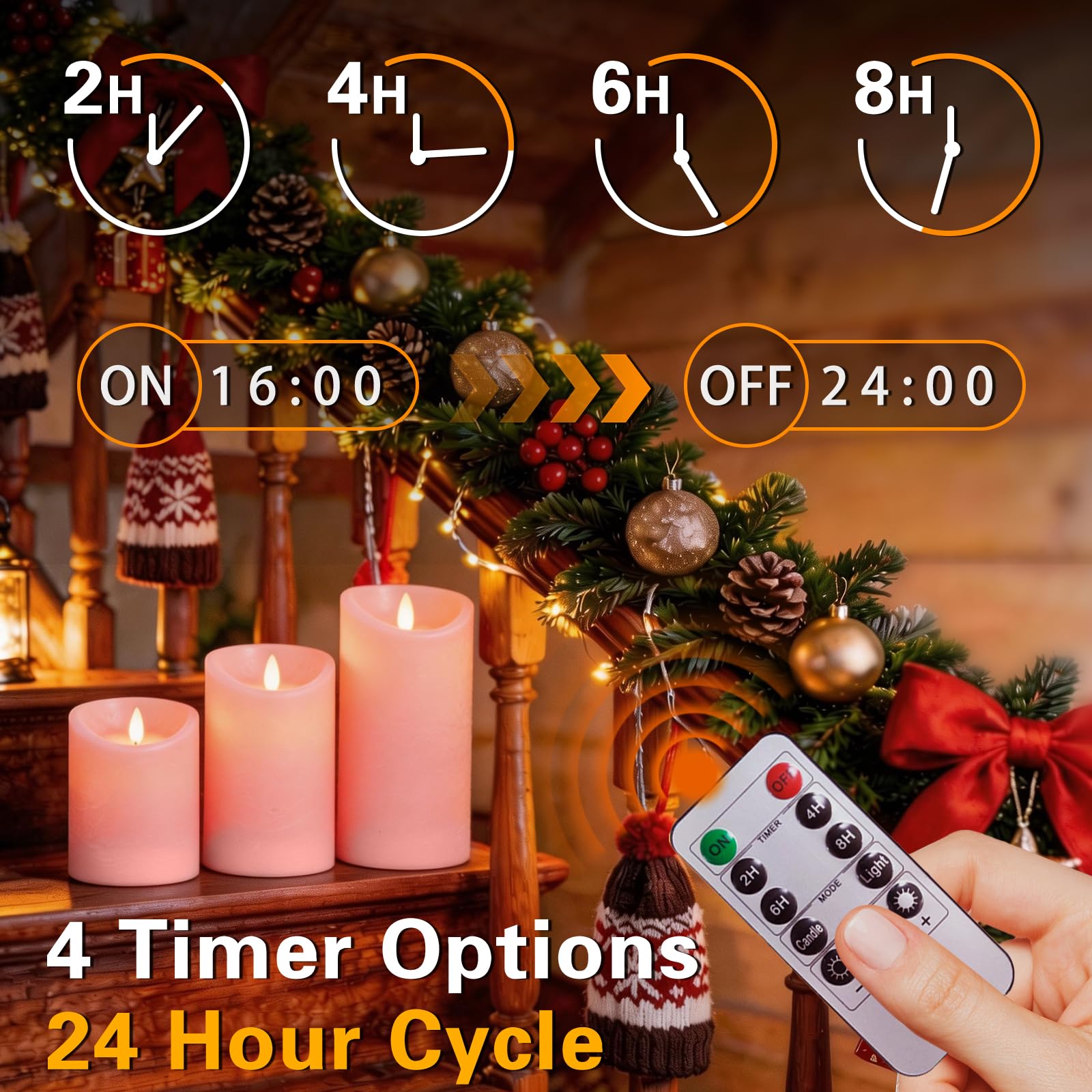 Candele LED, [Set di 3] Candela a Batteria a LED Senza Fiammacon Timer Telecomando Fiamma Tremolante, Luce Bianca Calda, Lumini LED Elettriche, Dimmerabili per Casa Festival Decorazioni - Rosa