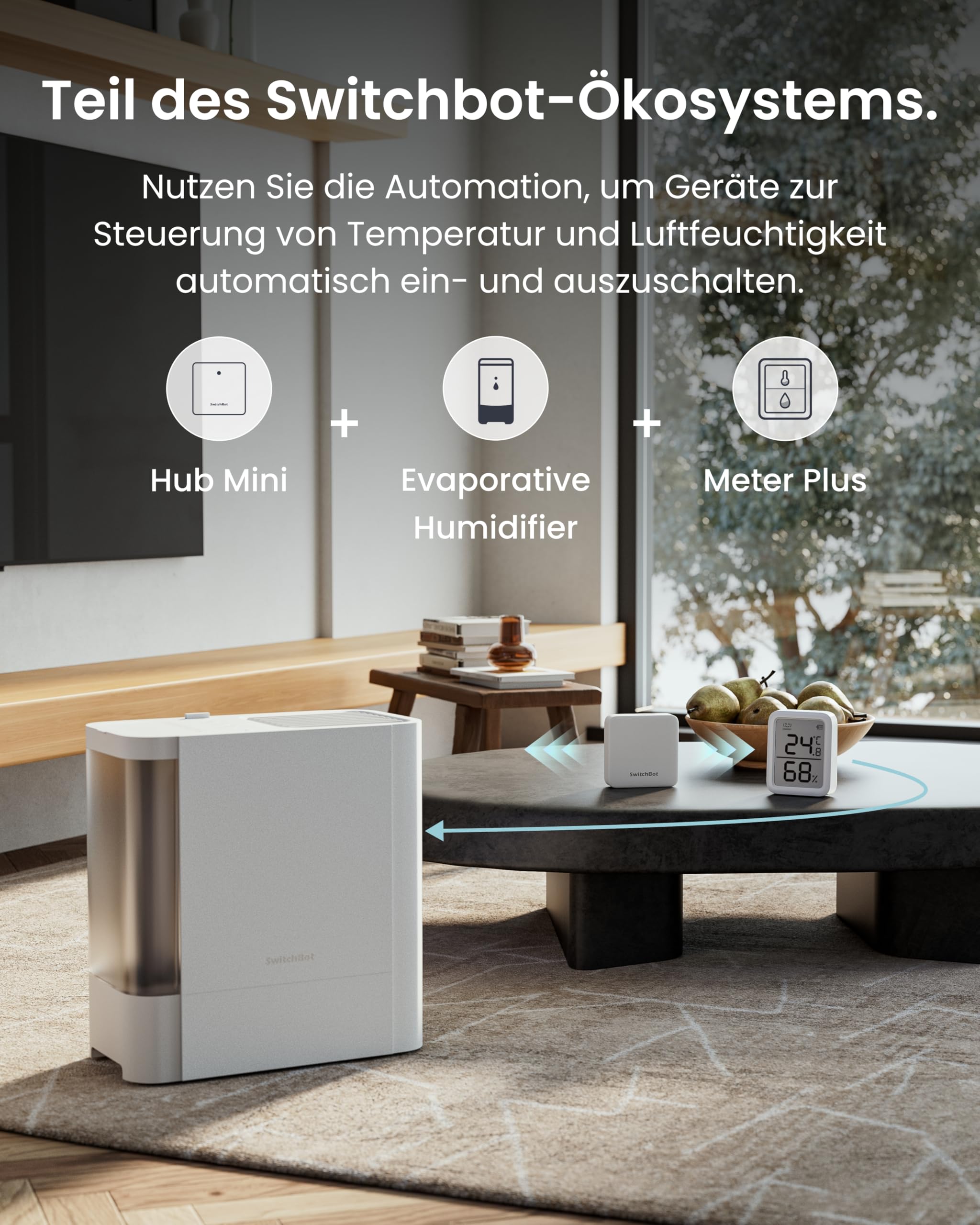 SwitchBot Hygrometer Thermometer Innen und Außen 5er-Pack mit Hub Mini Matter