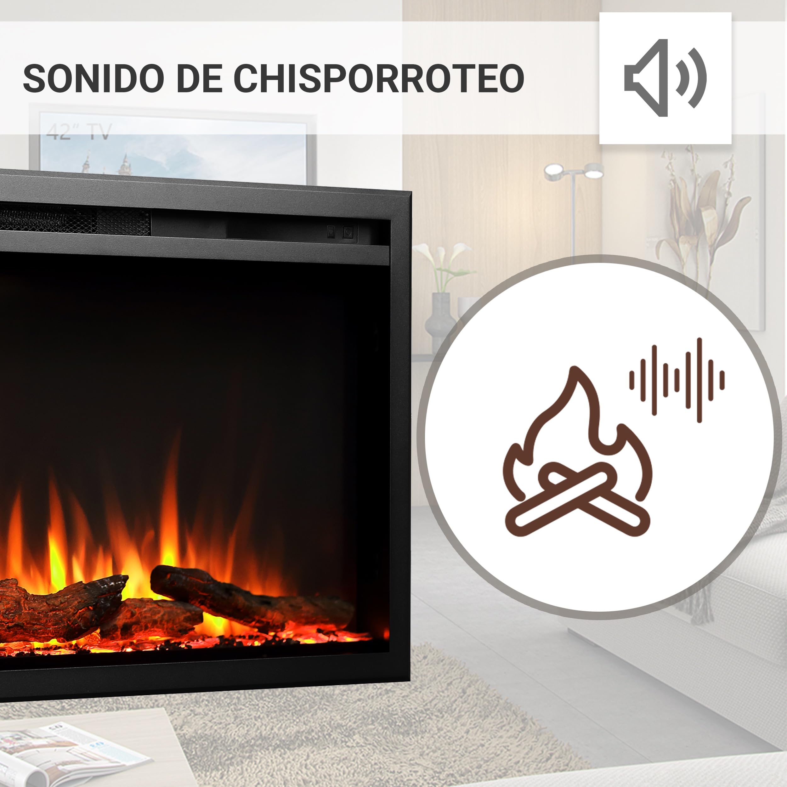 BALDERIA Atalanta 60 - Chimenea electrica empotrable Inteligente con WiFi App