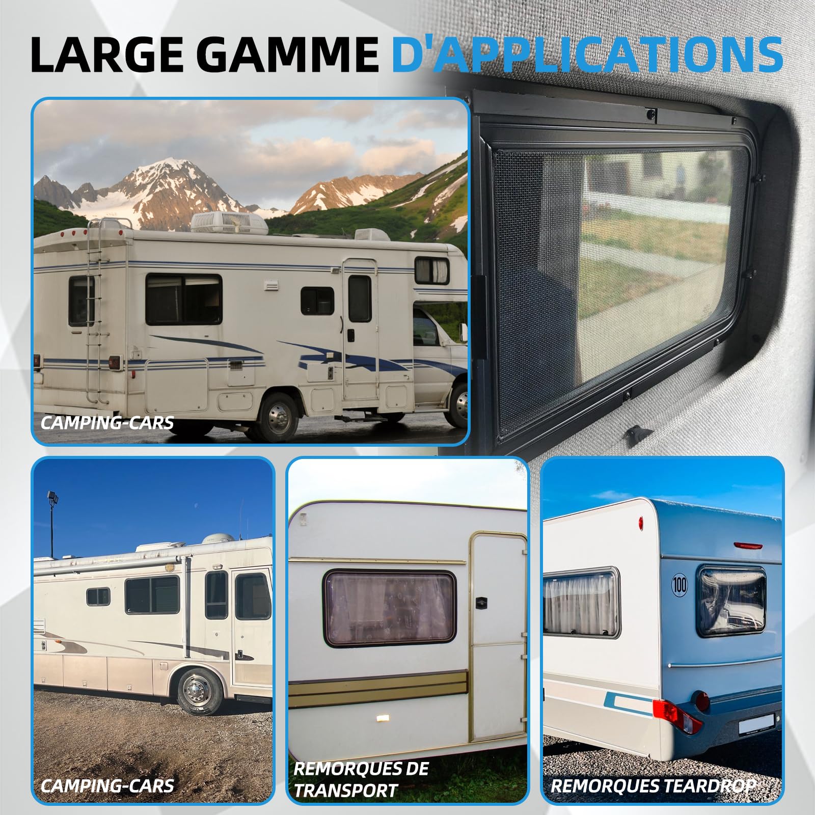 Fenêtre latérale pour camping-car, fenêtre coulissante teintée avec moustiquaire, 600 x 300 mm, convient pour camping-car, caravane et remorque (600 x 300 mm)