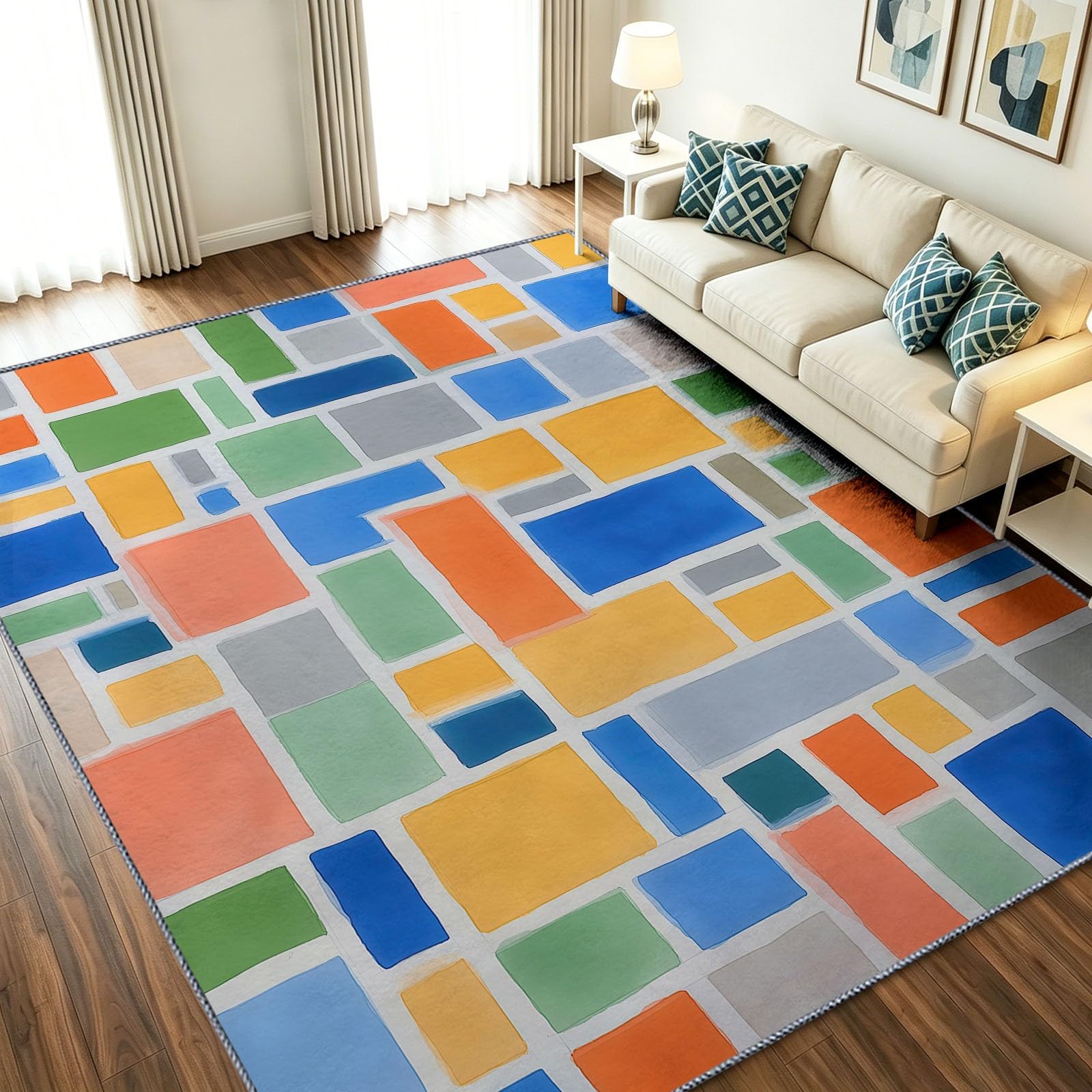 Tapis lavable en machine et antidérapant scandinave 120x170 pour cuisine et salon