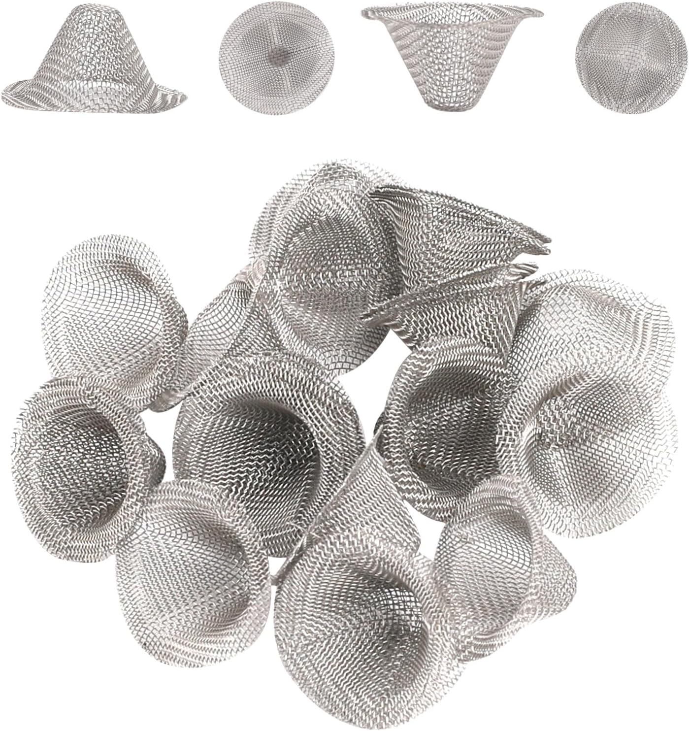 Mozeat Lens 40 Pcs Stainless Steel Pipe Screens Filter,1/2 inch Pre-Cut Bowl Filter Screen Tapered Design Pipe Filters 0.5" Bowl Mesh Gauzes Reusable Mesh Bowl Screens.Adjustable Size