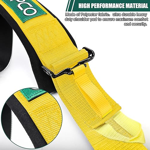 Miniatura 4 de BESTZHEYU Juego de arnés de seguridad de 5 puntos amarillo con almohadillas de hombro ultra cómodas, resistentes, universales, de poliéster, para