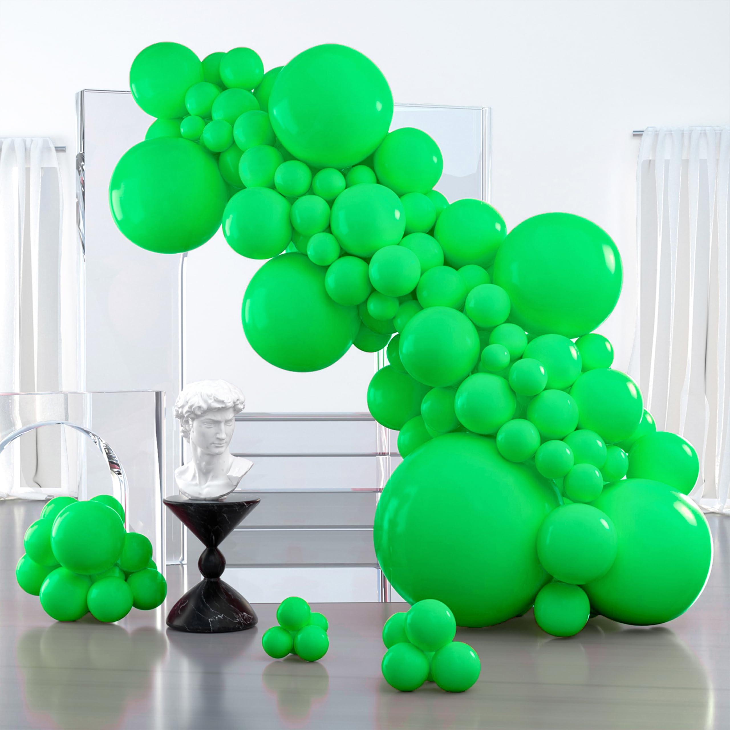 PartyWoo Green Balloons 100pcs Different Sizes of 36 18 12 10 5 Inch