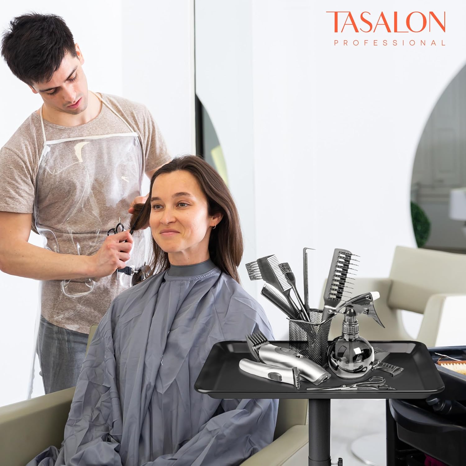 TASALON Salon Tray on Wheels Adjustable Salon Service Rolling Tray Hairstylist for Dental, Hairdresser Cart with Wheels Aluminum Rolling for Hairstylist, Sap, Medical