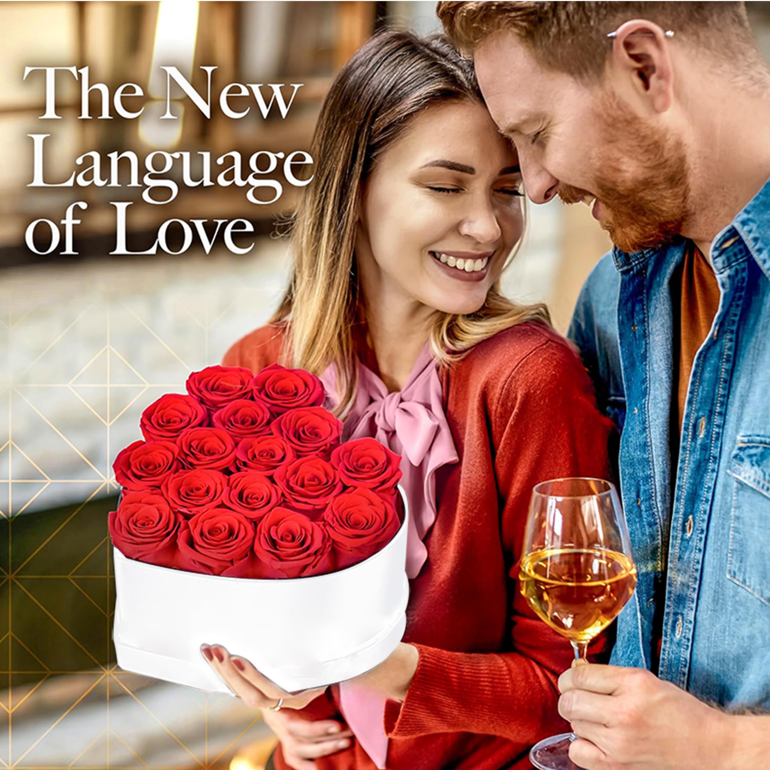 Scatola di rosa conservata, 16-18 rose vere fiori eterni con scatola a forma di cuore, rosa eterna per ultime 3-5 anni per la mamma San Valentino decorazioni per feste di compleanno (rosa