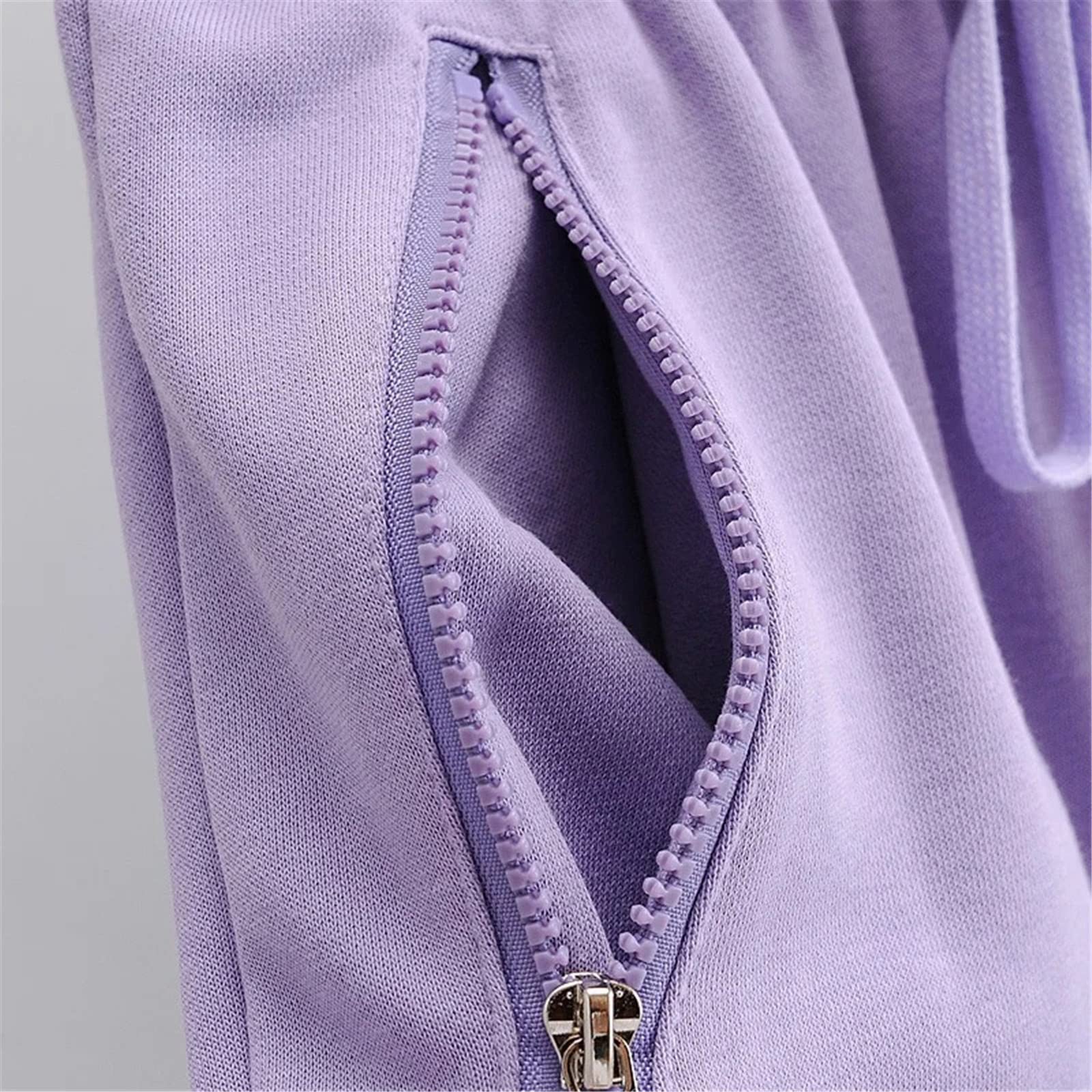 Pantaloni da donna con cerniera, orlo a costine, elastico in vita, con coulisse, con tasche, bianco, Large Lungo