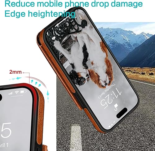 Miniatura 6 de Funda tipo cartera para iPhone 15 Pro de 6.1 pulgadas, magnética, 2 en 1 desmontable, con tapa trasera, piel con bloqueo RFID, a prueba de golpes,