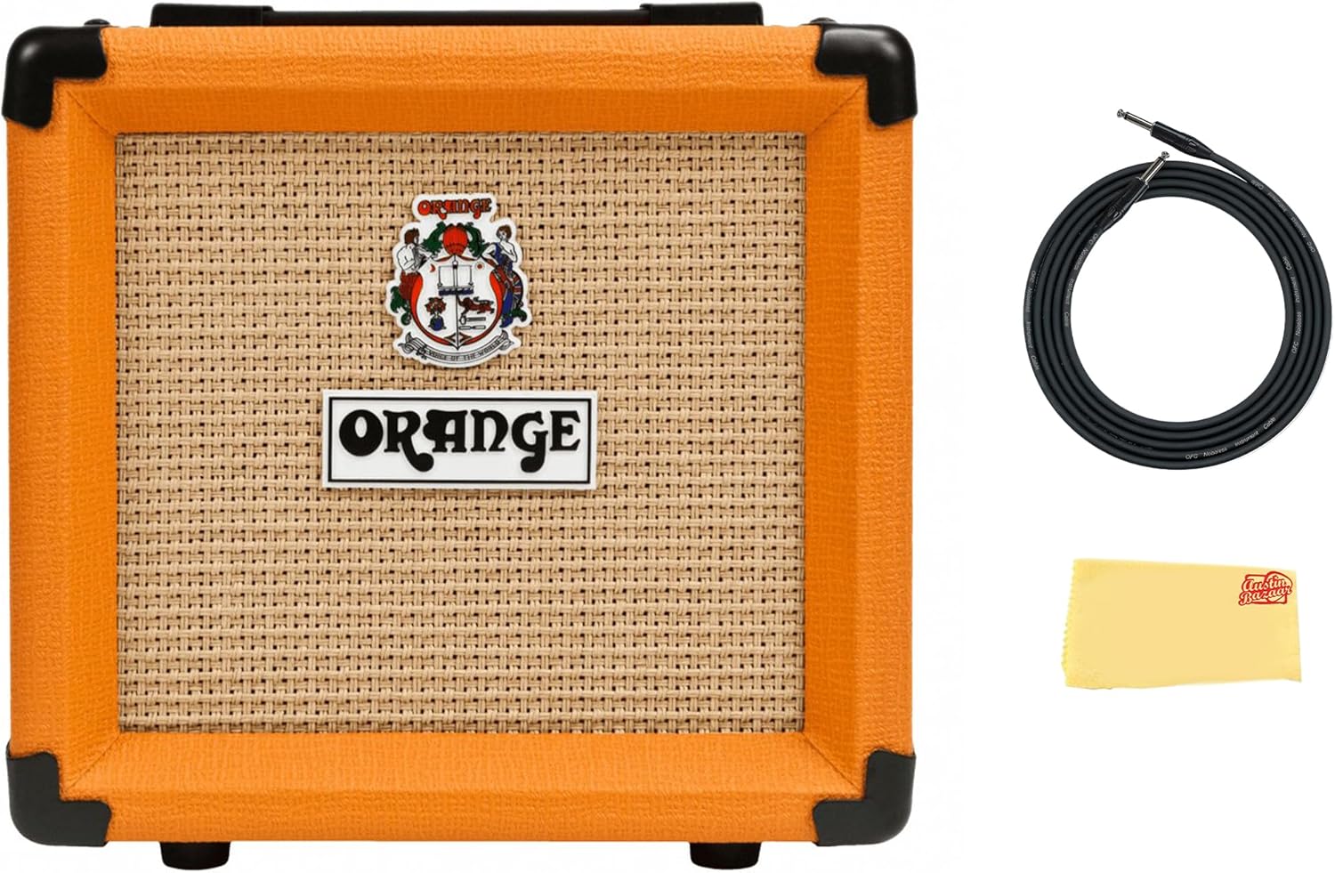 Orange PPC112 1x12-Inch Closed-Back Speaker Cabinet Bundle with Instrument Cable and Austin Bazaar Polishing Cloth