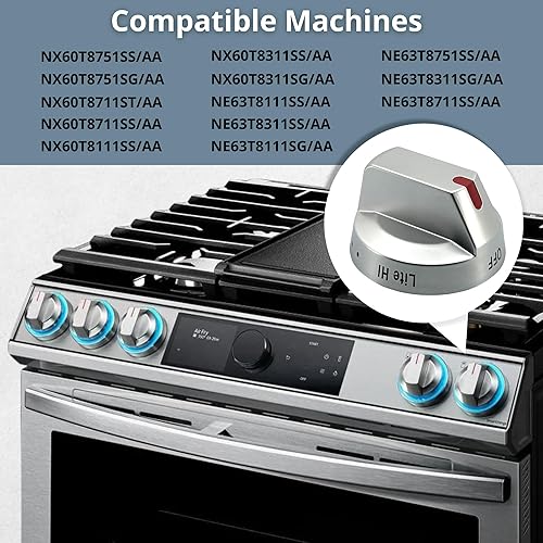 Miniatura 3 de DG94-03500AZ - Perilla de repuesto para estufa de gas Samsung, DG94-03500U DG94-03500W DG94-03500V DG94-04396A Reemplazo de pomos de horno