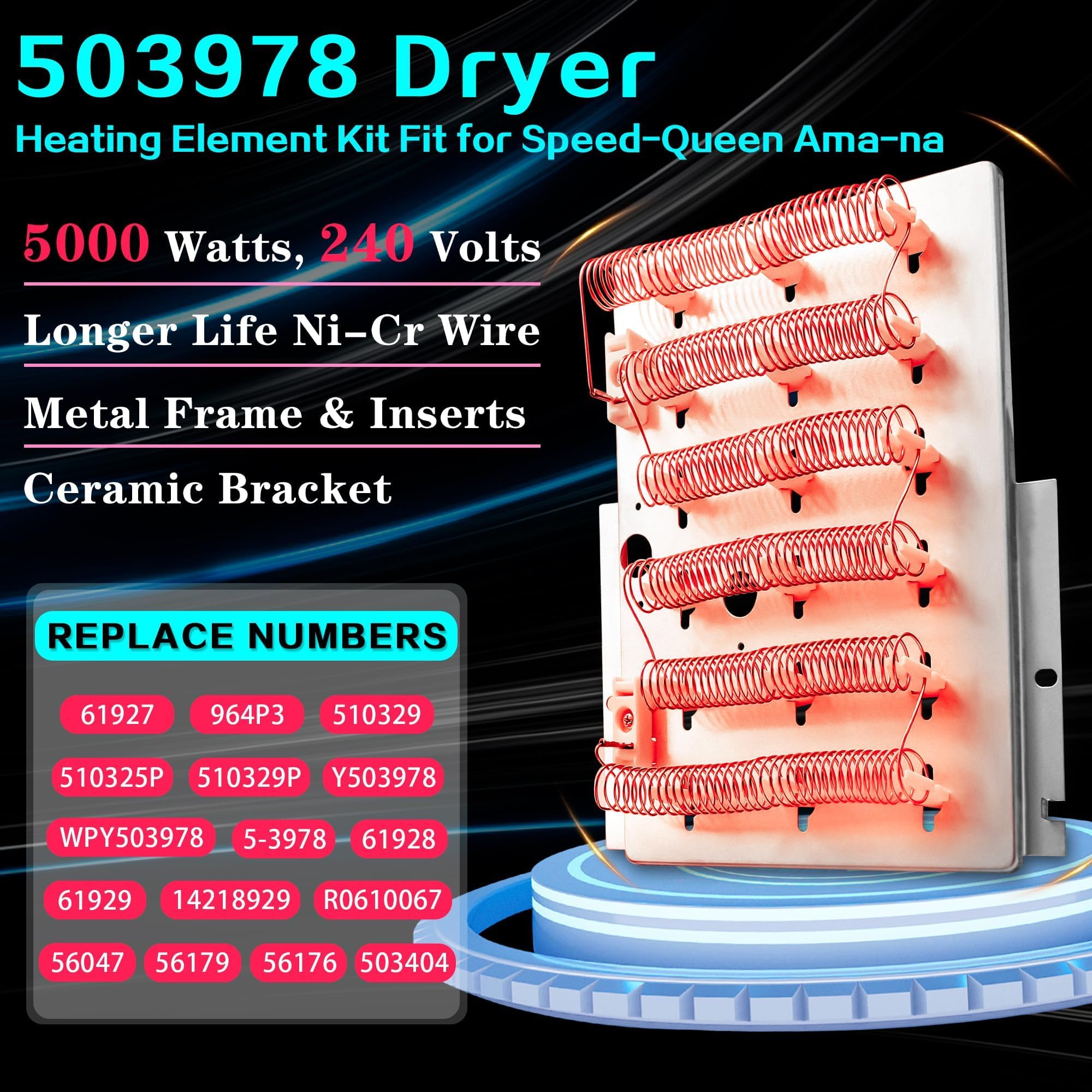 Kit de elementos de calefacción para secadora Speed-queen ADEE8RGS173TW01 ADEE9RGS173TW01 ADE30RGS171TW01 ADE6HRYS177TW01 ASE30FGW171TW01 ADEE9BGS173TW01 ADG41FSSSSS. 111TN0 1 ADG4BRGS111TW01