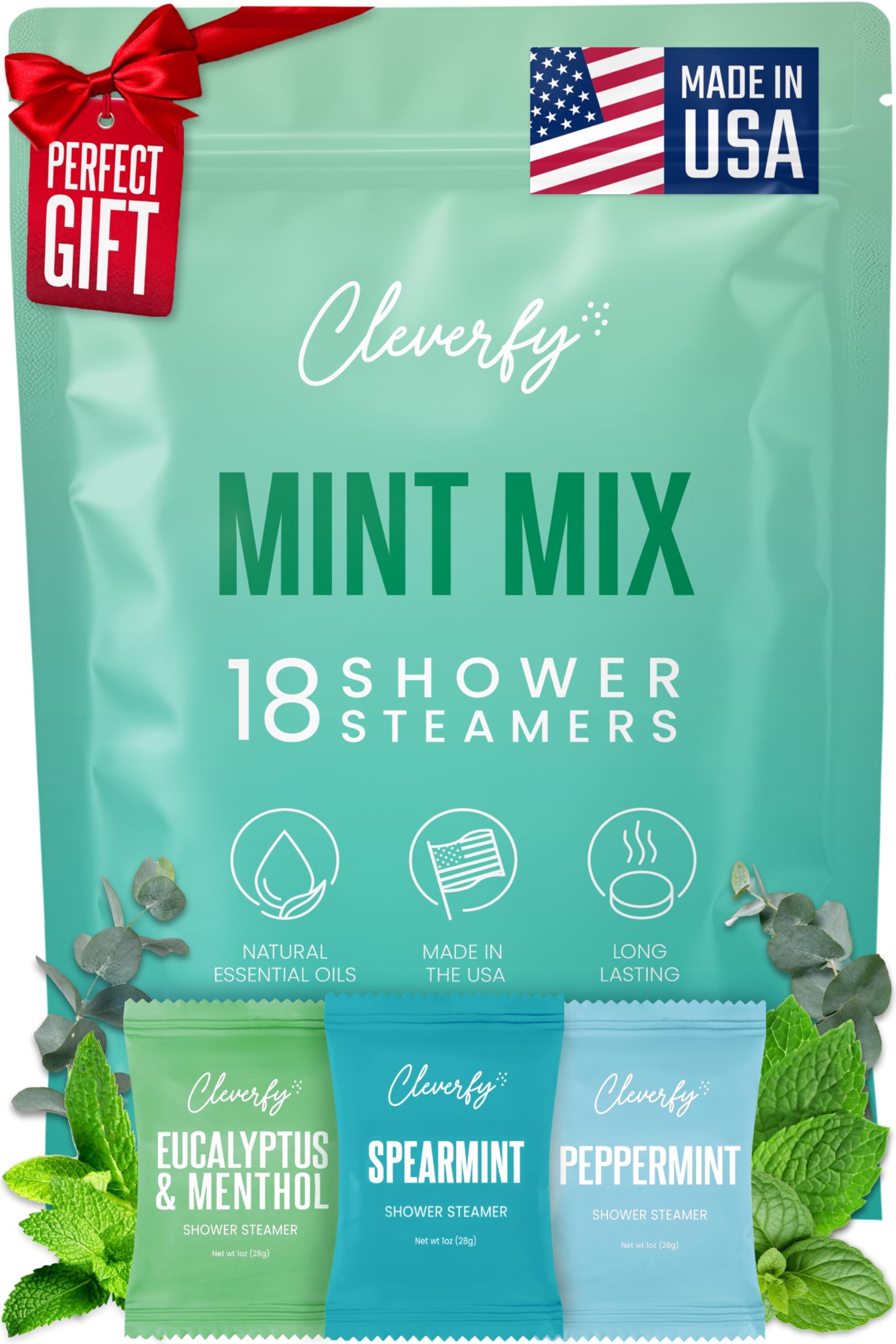 Cleverfy Eucalyptus Shower Steamers, Aromatherapy Gifts for Men, 18 Tablets