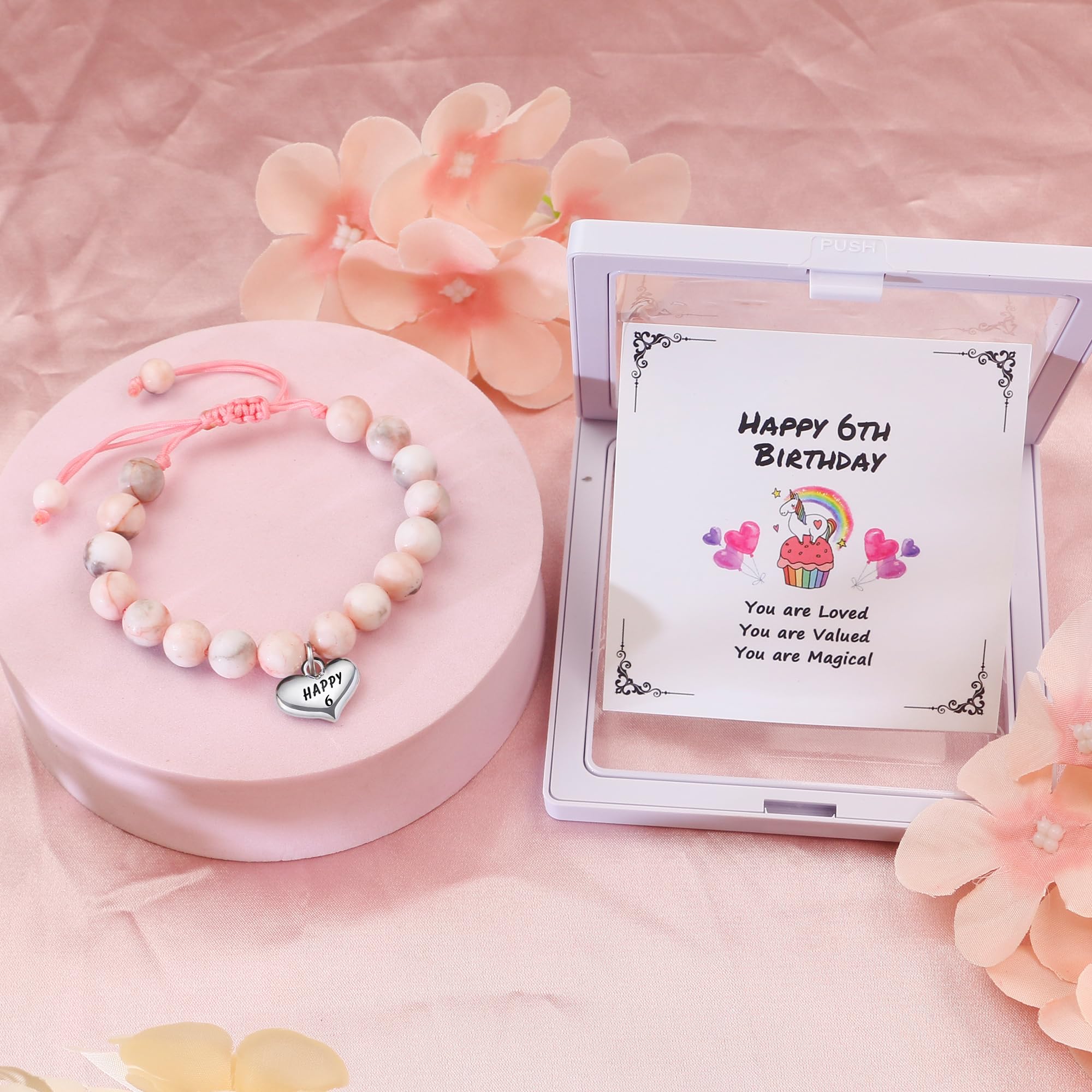 Sereney 6 Year Old Girl Birthday Gift, Adjustable Beaded 6th Birthday Bracelets as 6th Birthday Gifts for 6 yr Girl, Six Year Old Girls Birthday Gifts for Daughter Niece Granddaughter - 4