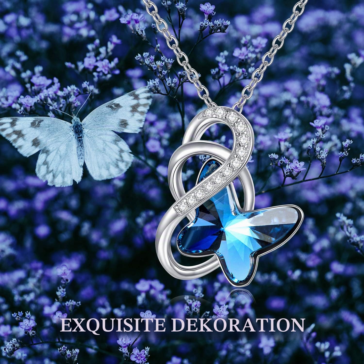 AOBOCO Sterling Silber Schmetterlinge Kette Damen, Schmetterling Schmuck Geschenke für Frauen Mädchen Mama Freundin