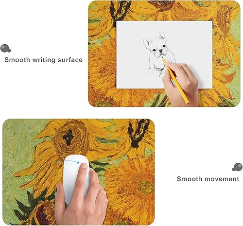 Miniatura 3 de ALAZA Alfombrilla de mouse grande para videojuegos Van Gogh con estampado de girasoles, alfombrilla para teclado con base de goma antideslizante