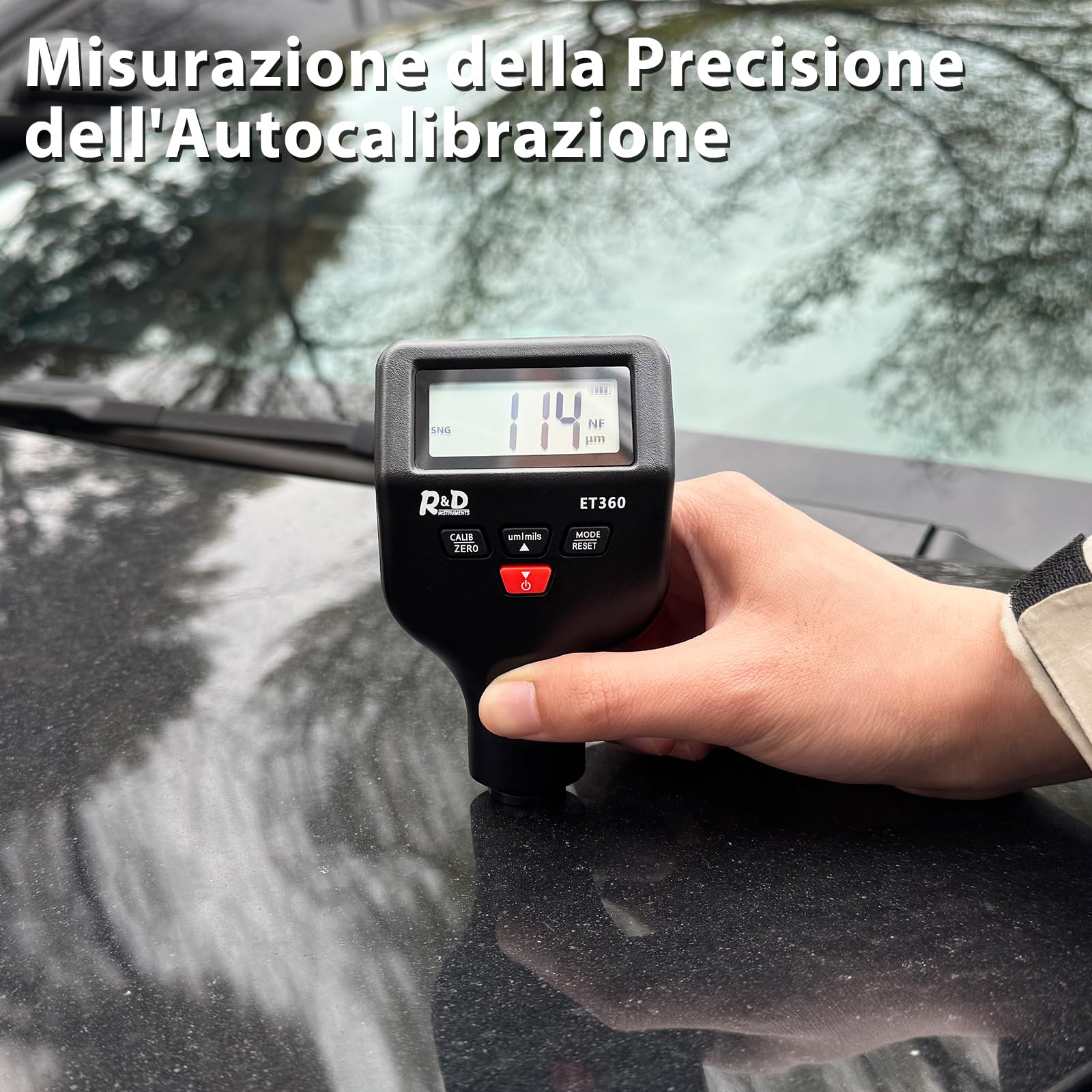 RDINSCOS Spessimetro Vernice 0-1500um Spessimetro di Rivestimento con LCD Retroilluminato Misuratore di Spessore Digitale per Auto Usate/Industria Metallica, Fe/NFe/Zn Riconoscimento Automatico