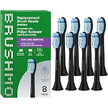 Brushmo Sensitive Replacement Toothbrush Heads Compatible with Phillips Sonicare Sensitive, Black