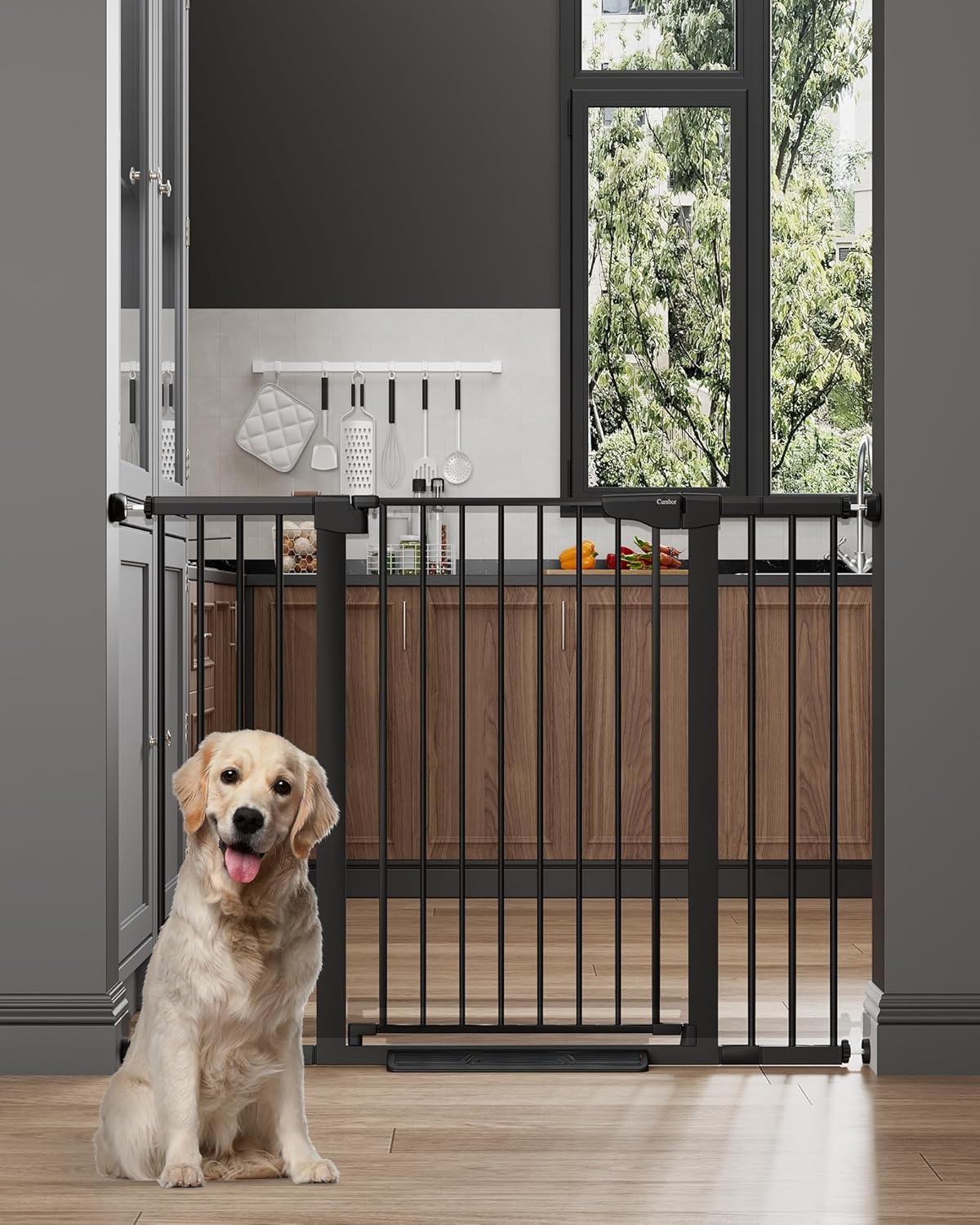 Cumbor 51.5" Wide Standard Tall Baby Gate & Cumbor 51.5" Wide 36" Extra Tall Dog Gate, Durable Child Gate for Stairs, Doorways, Easy Walk Thru Dog Gate for House for Doorways