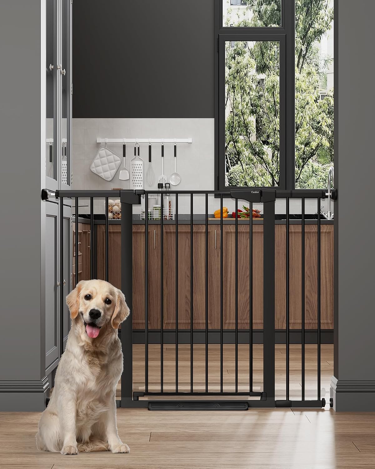 Cumbor 40.6" Wide 36" Extra Tall Baby Gate & Cumbor 51.5" Wide 36" Extra Tall Dog Gate, Durable Child Gate for Stairs, Doorways, Easy Walk Thru Dog Gate for House for Doorways