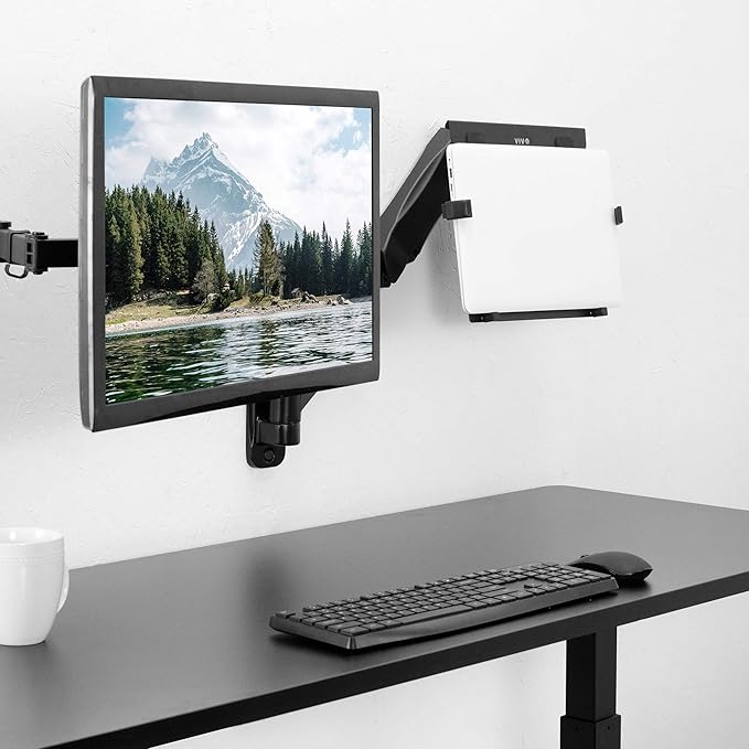 Soporte de pared ajustable para laptop VIVO negro miniatura 8