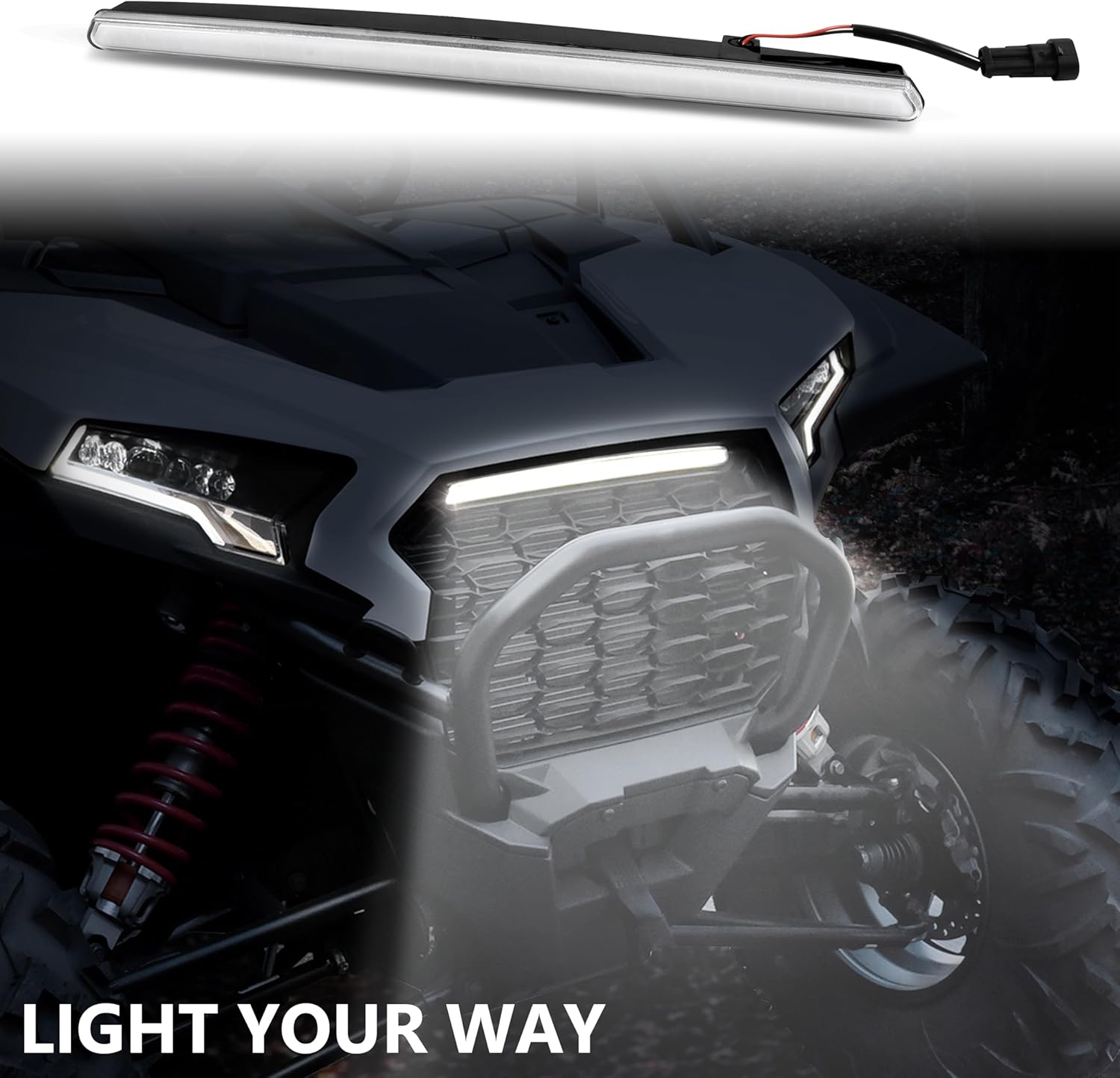 SAUTVS Accent Light Kit for RZR XP 1000 2024+, Front LED Grille Accent Signature Light and Black Rear Center Accent Lamp Taillight for Polaris RZR XP/XP4 1000 2024 2025 Accessories(2PCS, #2889539)