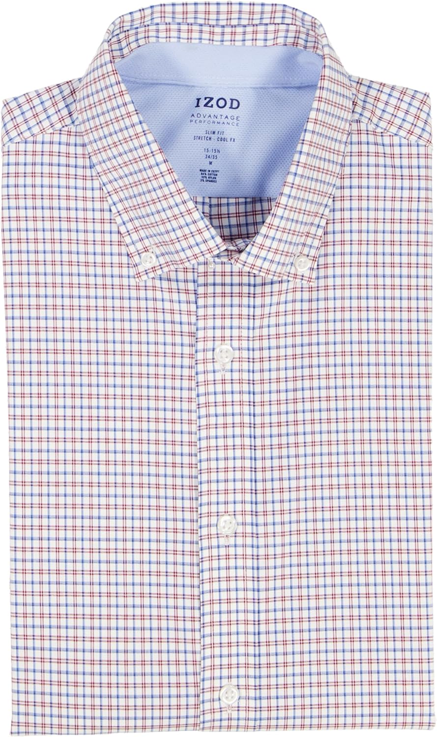 Izod Mens Slim Fit Dress Shirt Long Sleeve Wrinkle Free Stretch Button Down Collar - Image 4