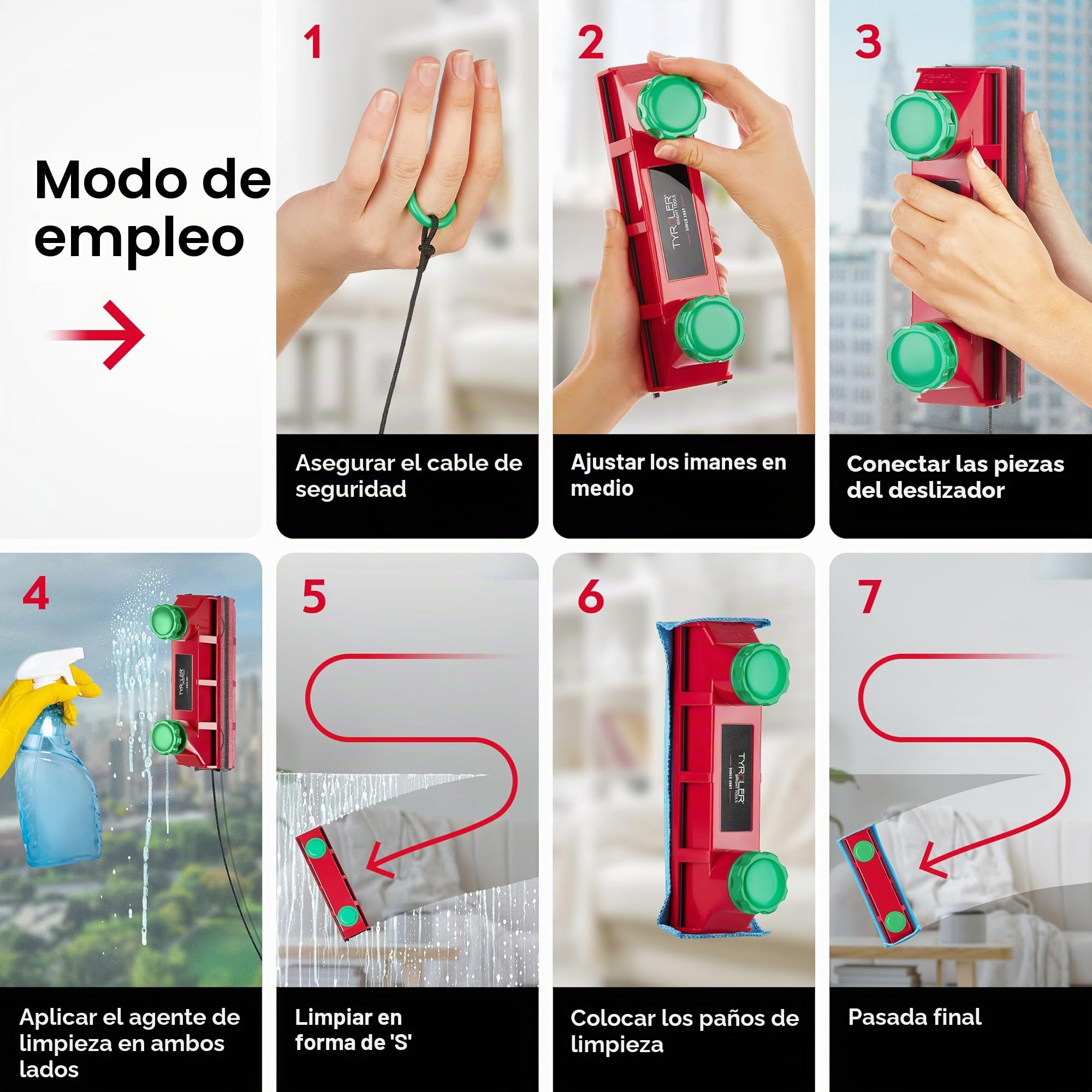Tyroler Glider D-4 - Herramienta magnética para limpiar ventanas de doble acristalamiento, equipo de limpieza de ventanas magnético para ventanas de 2 a 40 mm de grosor, imán de limpiador de ventanas